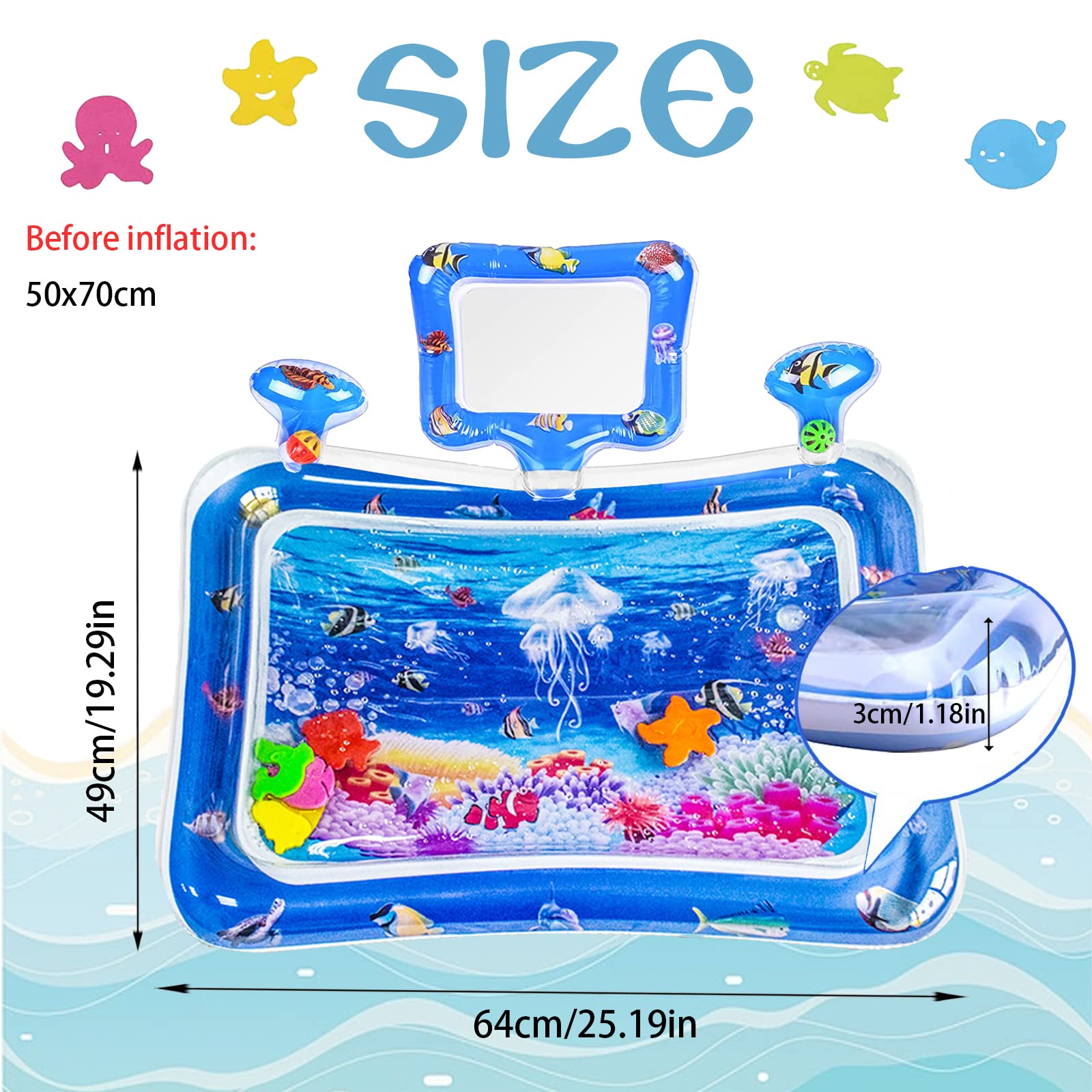 Tappetino Acquatico Gonfiabile XXL Per Neonati - 95x76cm, Sicuro E Divertente Per Bambini 3-24 Mesi - Foto 12