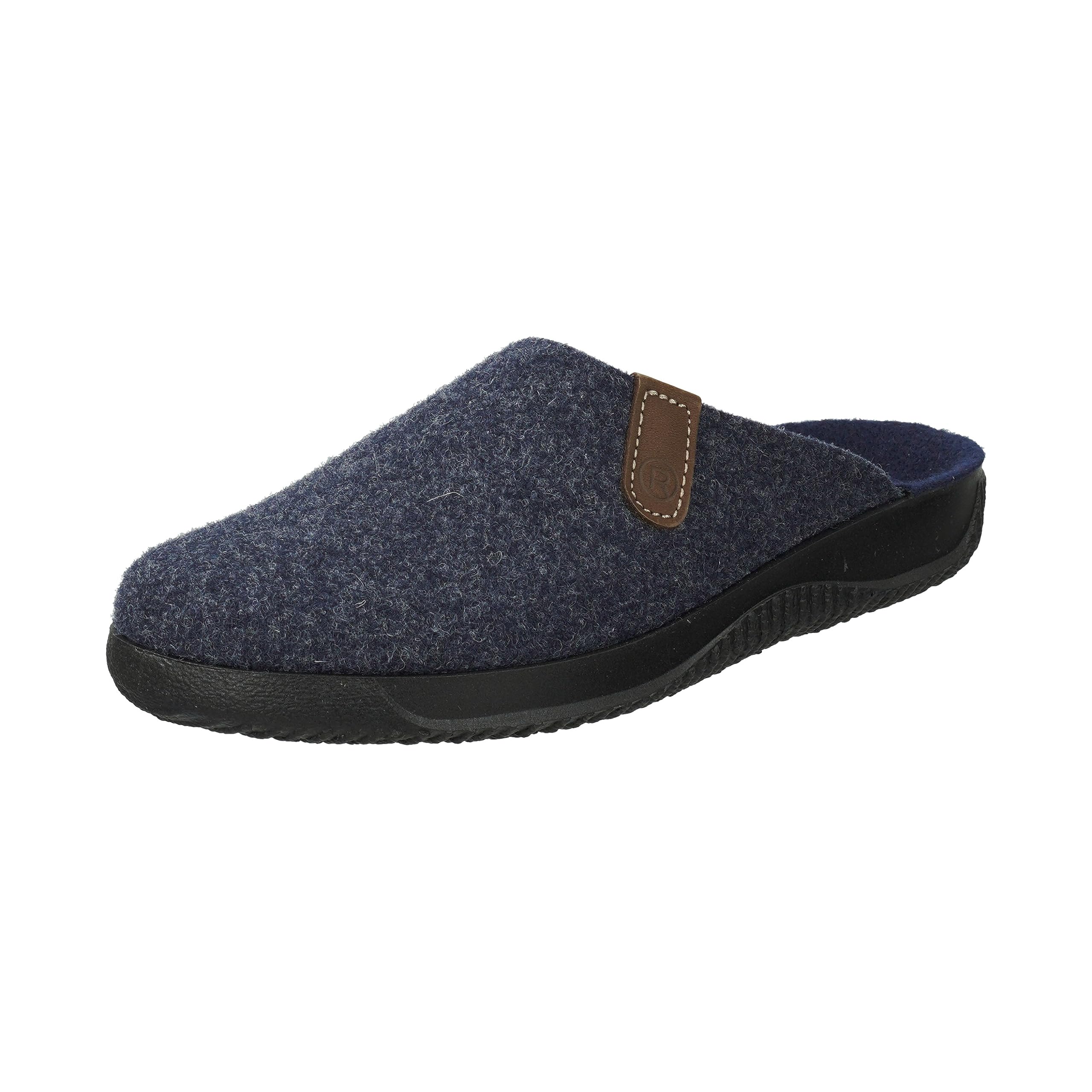 Rohde Soltau-H Men's Slippers Felt Slippers Cuddly Warm, Blue 46, 6.5 UK