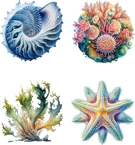 Miniatura 2 de 4 calcomanías grandes de pared del océano, criaturas marinas, calcomanías para tapa de inodoro, calcomanías para despegar y pegar, cubierta de