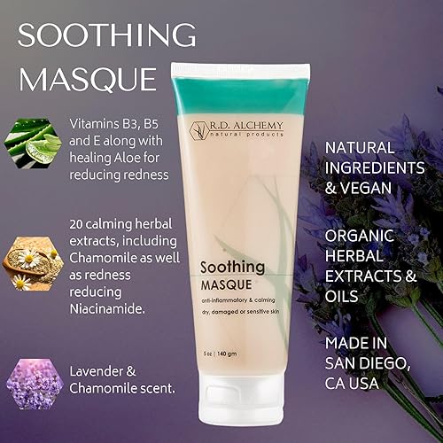 Miniatura 3 de RD Alchemy - Mascarilla calmante natural y orgánica, alivia la piel sensible, el enrojecimiento y la irritación por sequedad, irritación y después