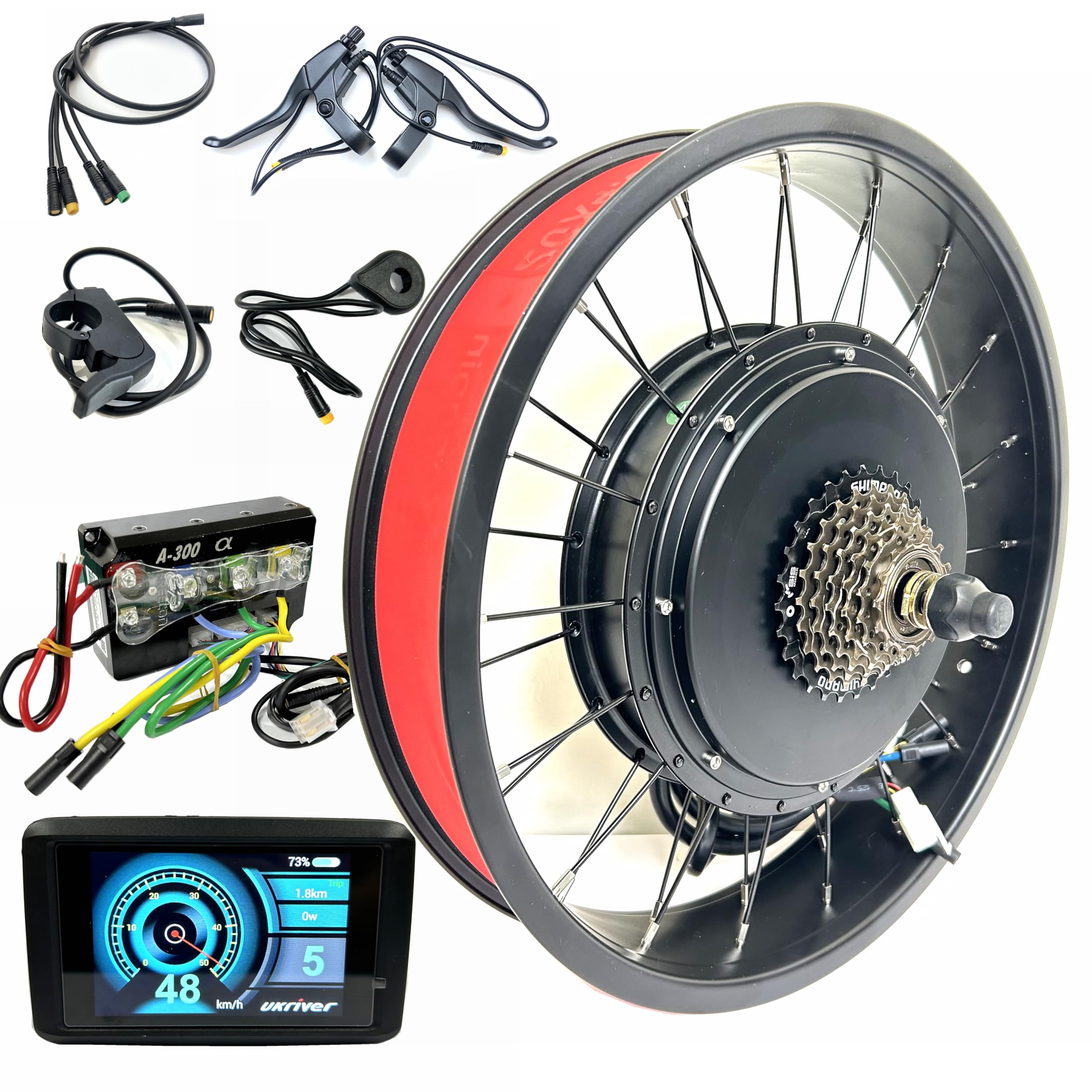 72V3000W Hub Motor Kit for Electric Bicycle 20x4.0 inch Rear Drive Fat Bike 175 Dropout with TFT Color Display Conversion Kit