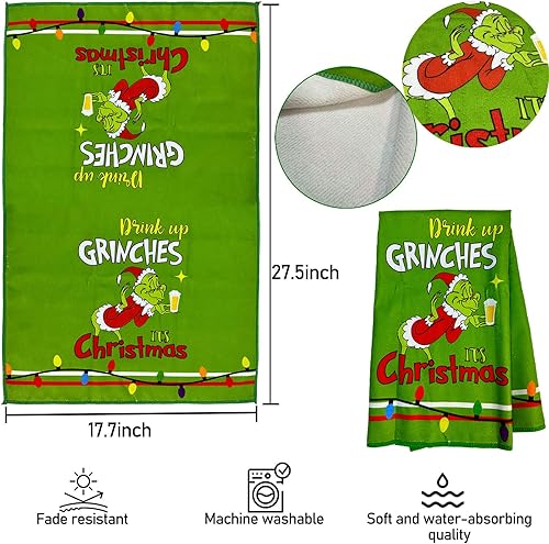 Miniatura 2 de Toalla de cocina de Navidad, 3 piezas de trapos de cocina de 17.7 x 27.5 pulgadas, absorbentes y reutilizables, para secar, limpiar, cocinar y