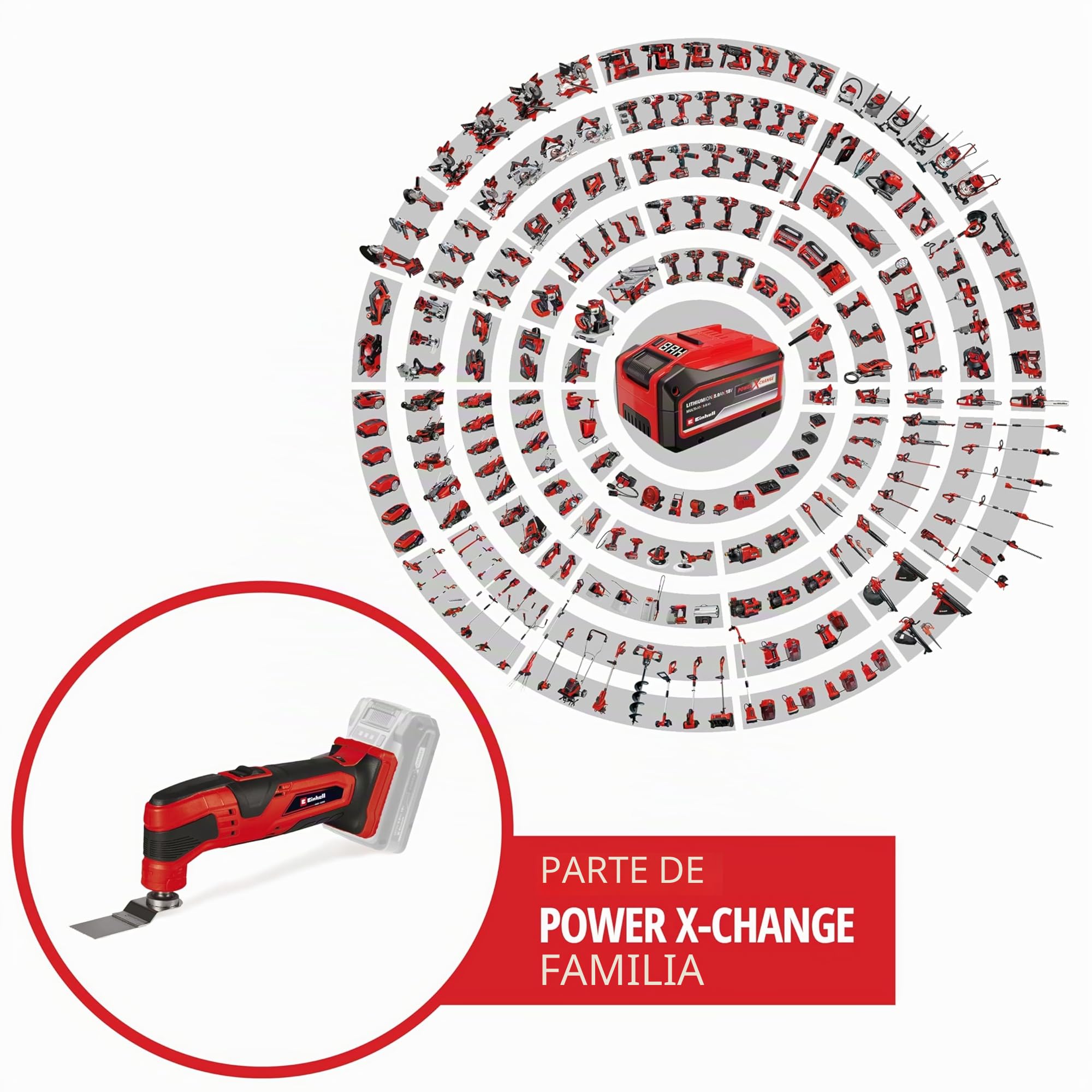 Einhell Herramienta multifunción a batería fijación de herramienta magnética, electrónica de velocidad, accesorios incluidos