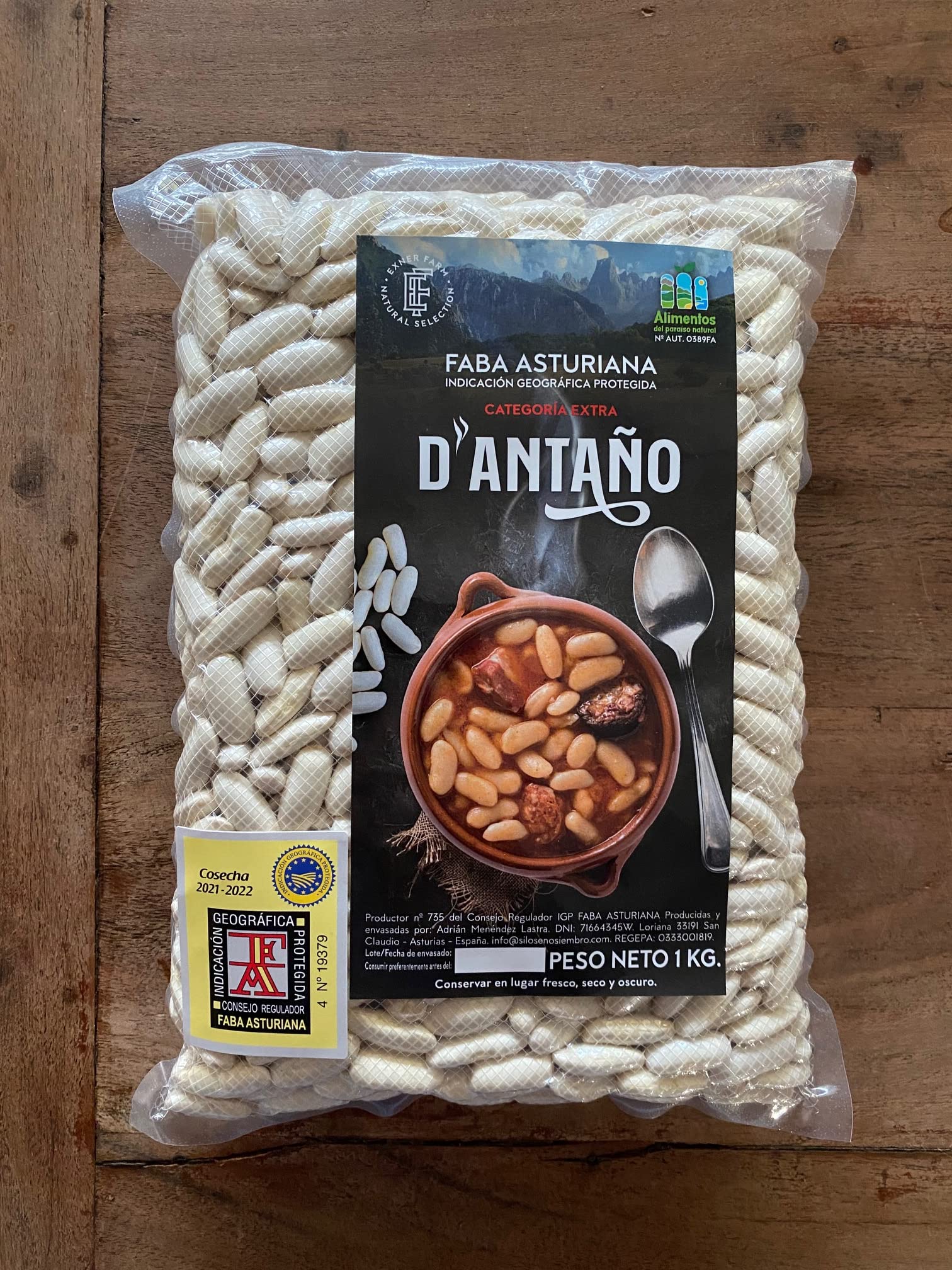 Faba Asturiana IGP D'Antaño Categoría Extra - 1 paquete de 1 Kg