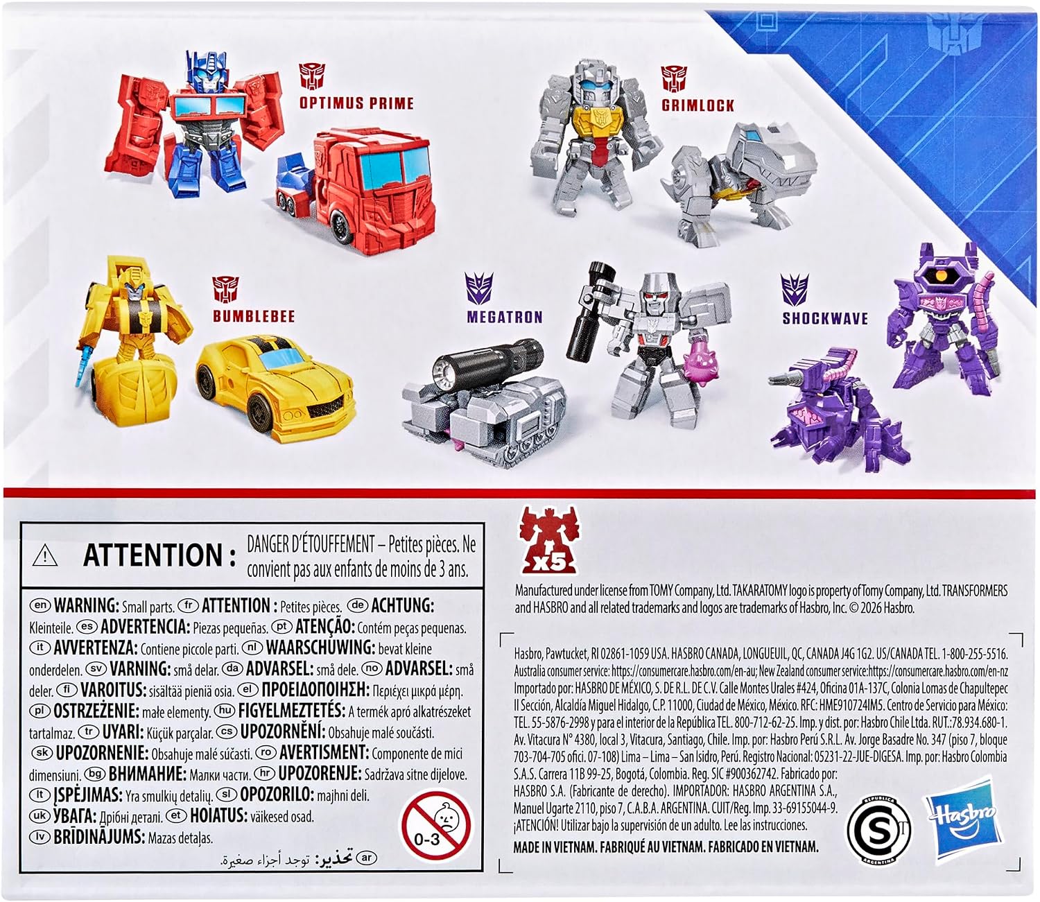 Transformers Tiny Turbo Changers 1.5" Mini Action Figures, Set of 5 Collectible Characters, Robot Toys for Ages 5+
