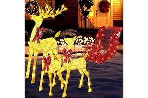 4 Ft Lighted Christmas Reindeer and Sleigh Outdoor Decorations