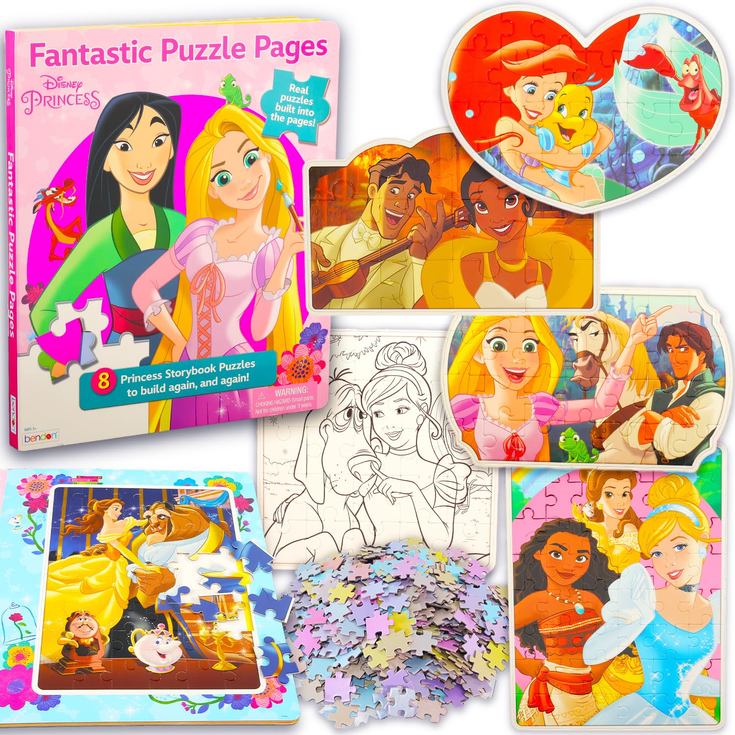 新品未開封　ジグソーパズル　ディズニー　5つの恋物語　ディズニープリンセス Amazon | ディズニープリンセスパズルブック 5パック - 200個以上 対象
