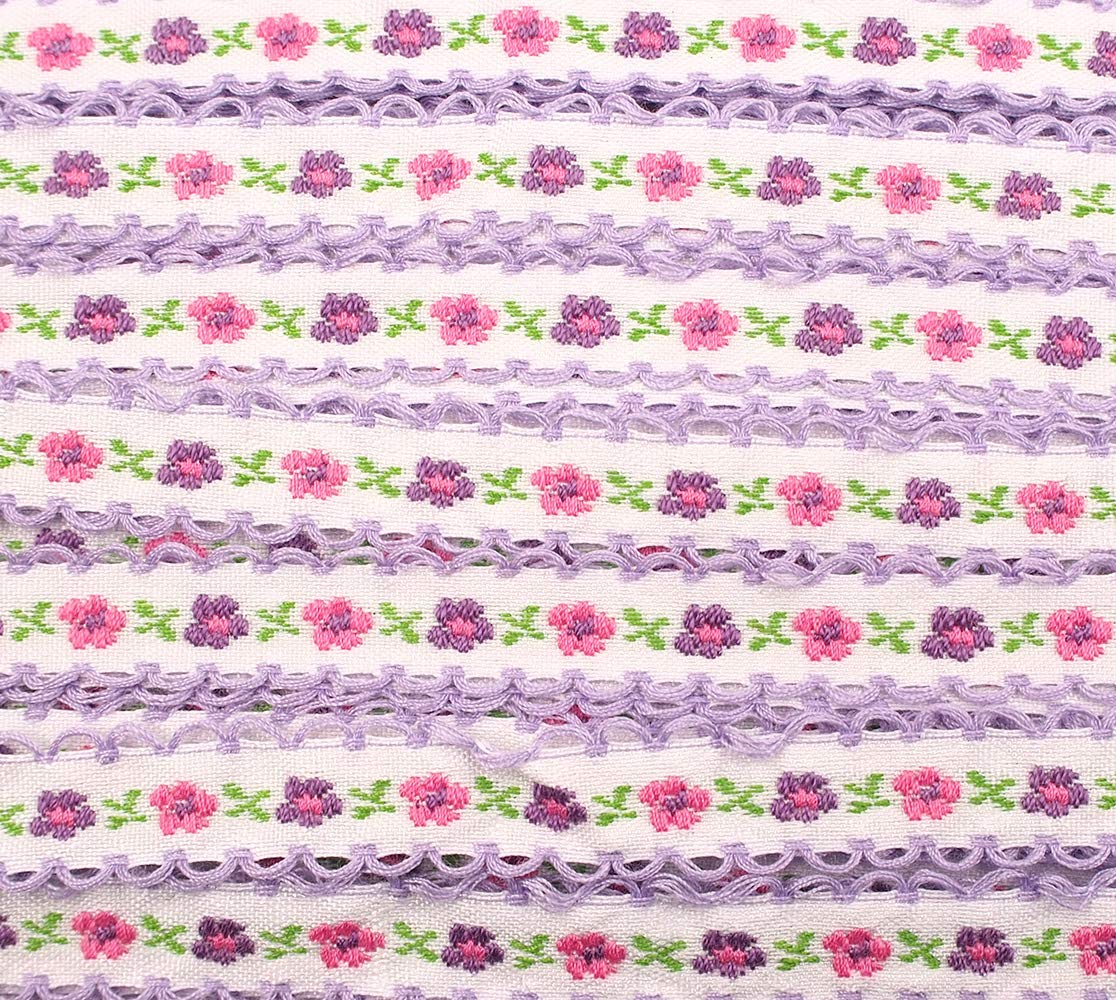 RayLineDo 22 Yards DIY Handmade Lace Rural Style Applique Sewing Craft Wedding Bridal Dress Embellishment DIY Party Decor Clothes Accessory (Purple)