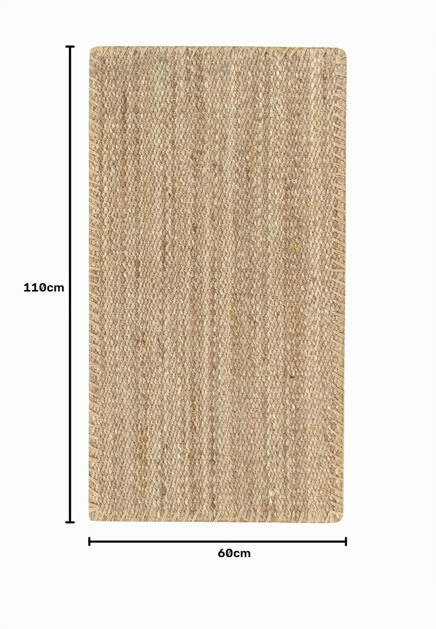 HAMID - Jute Teppich, Granada Teppich 100% Natürliche Jutefaser Handgewebt, Weicher Teppich und Hohe Festigkeit für Wohnzimmer, Esszimmer, Schlafzimmer, Flurteppich - Natürlich (110x60cm)