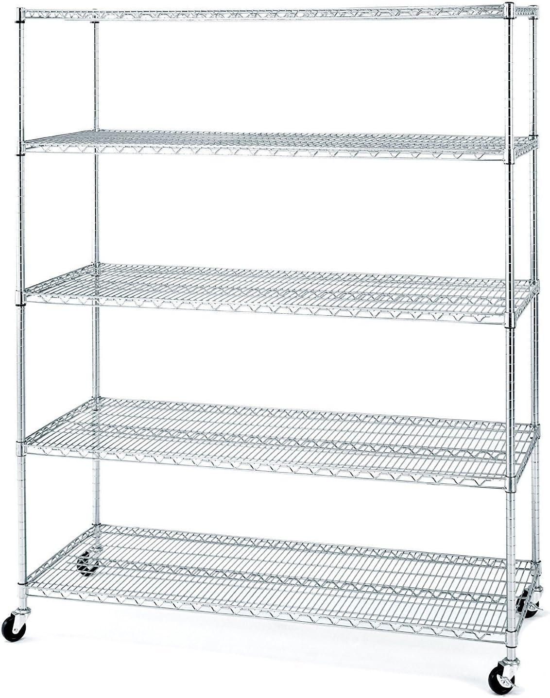 Seville Classics UltraDurable Commercial-Grade 5-Tier NSF-Certified Wire Shelving with Wheels, 60" W x 24" D - Plated Steel