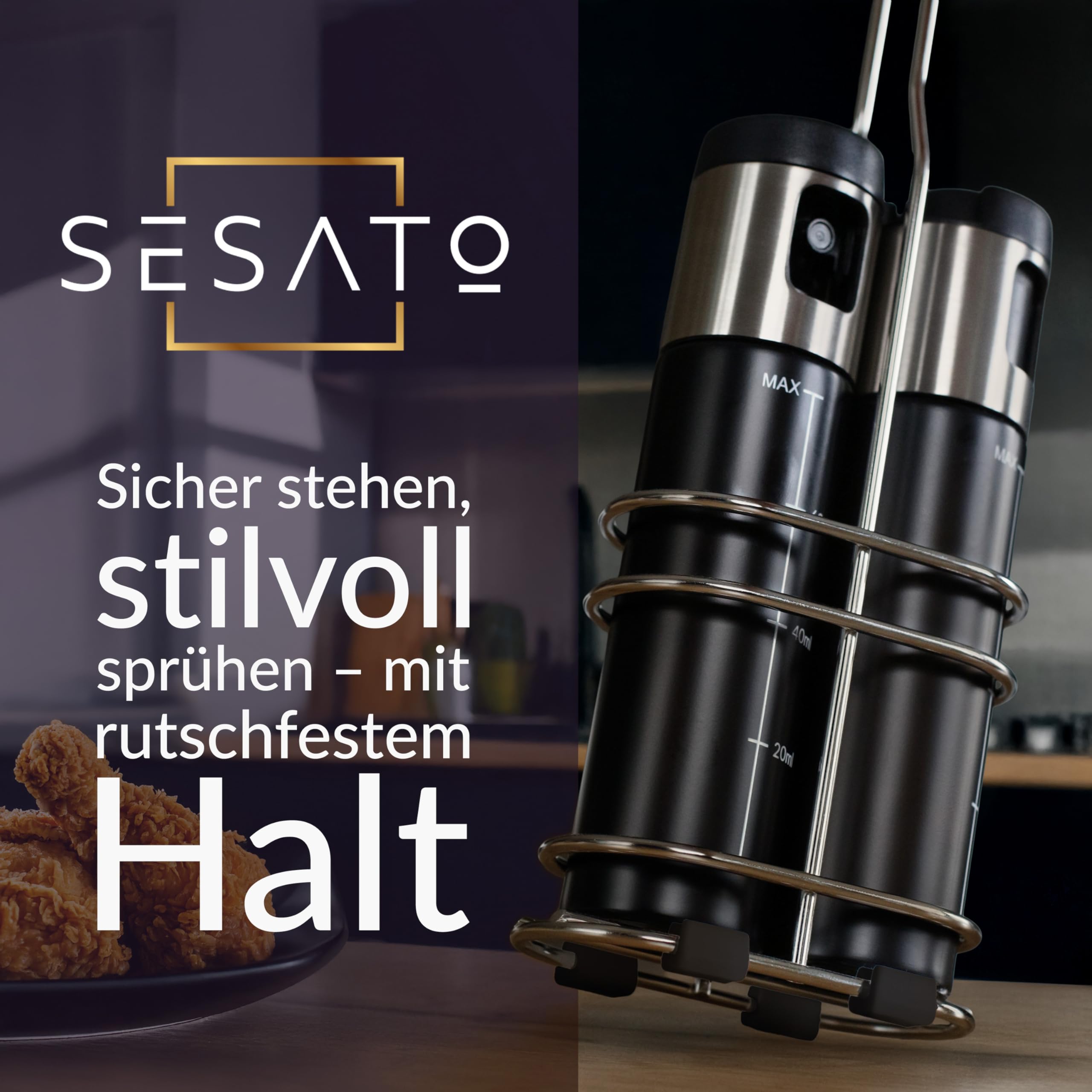 𝑷𝒓𝒆𝒎𝒊𝒖𝒎: Ölsprüher im 2er Set | hygienisch verschließbar, plus UV-Schutz, Öl Sprühflasche, Vielseitiger Oil-Sprayer - Edelstahl Sprühkopf – BPA-frei zum Kochen für die Küche