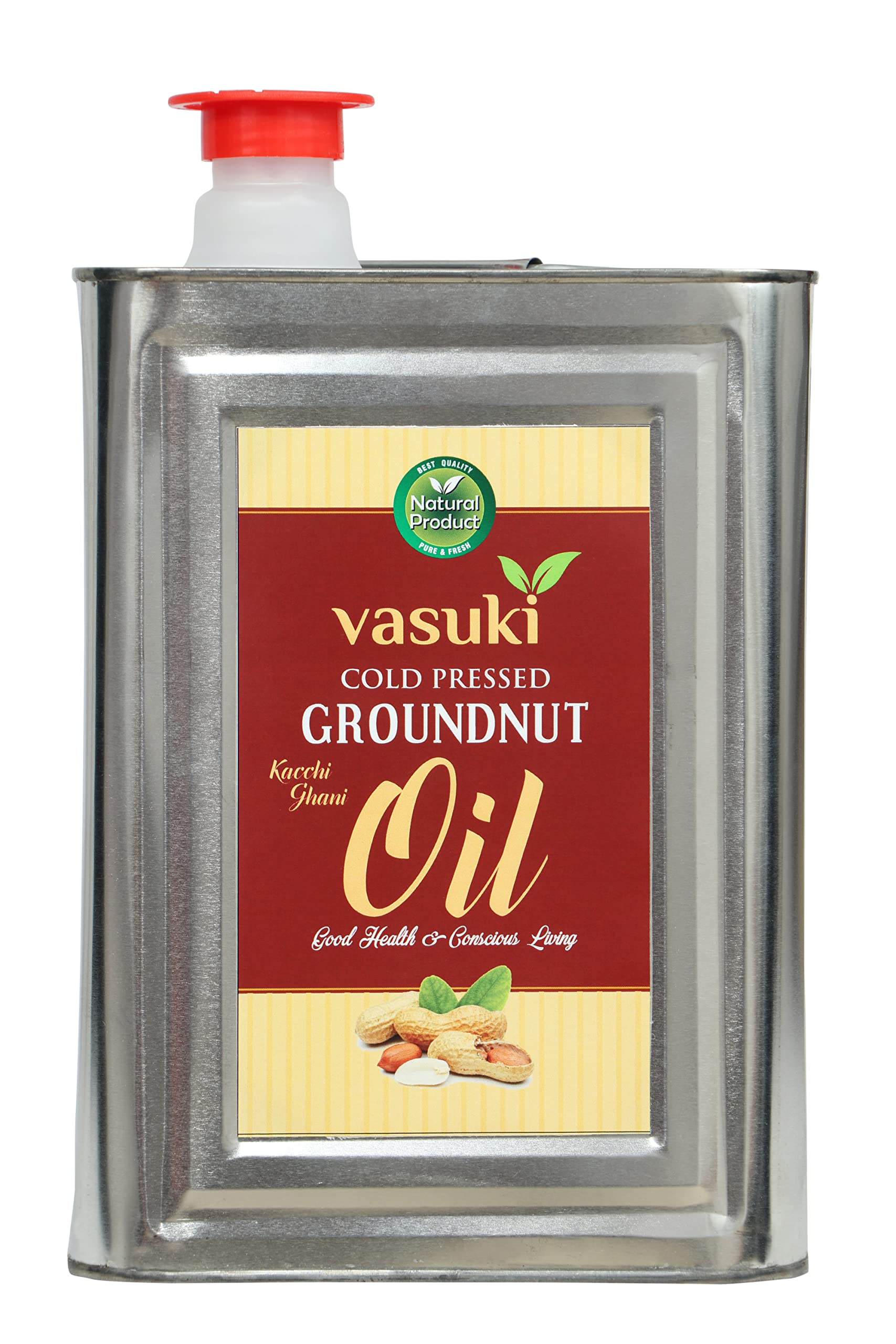 Buy Vasuki Cold Pressed Groundnut/Peanut Oil 5 Litre ChemicalFree