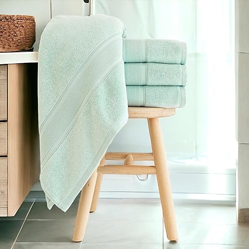 Miniatura 9 de LUZIA Juego de toallas de 8 piezas, 100% algodón turco, calidad premium, 2 toallas de baño, 2 toallas de mano y 4 paños (verde glaciar)