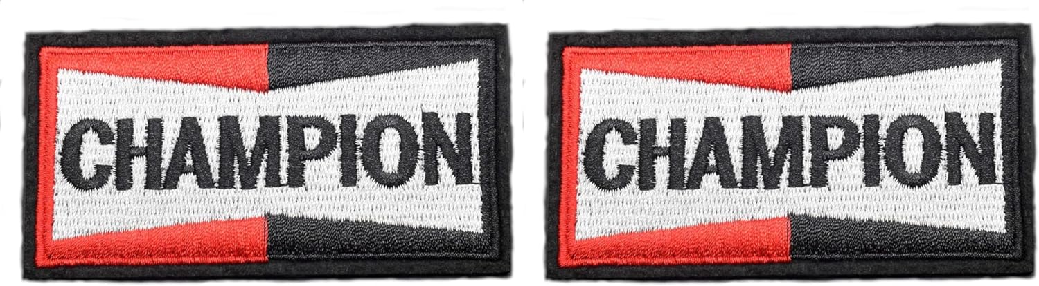 Champion Motors Racing Logo Gas Oil Fuel Mechanic Car Classic 3.6" Iron On Patch for Clothing (Pack of 2)