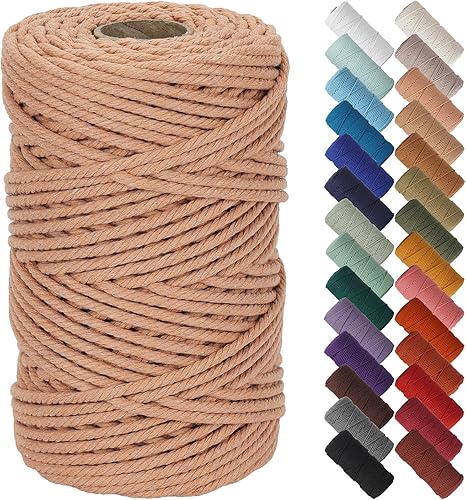 Miniatura 177 de NOANTA - Cuerda de macramé color marrón amarillento, 1/8 pulgadas (3 mm) x 109 yardas (100 metros), cuerda de algodón colorido para colgar