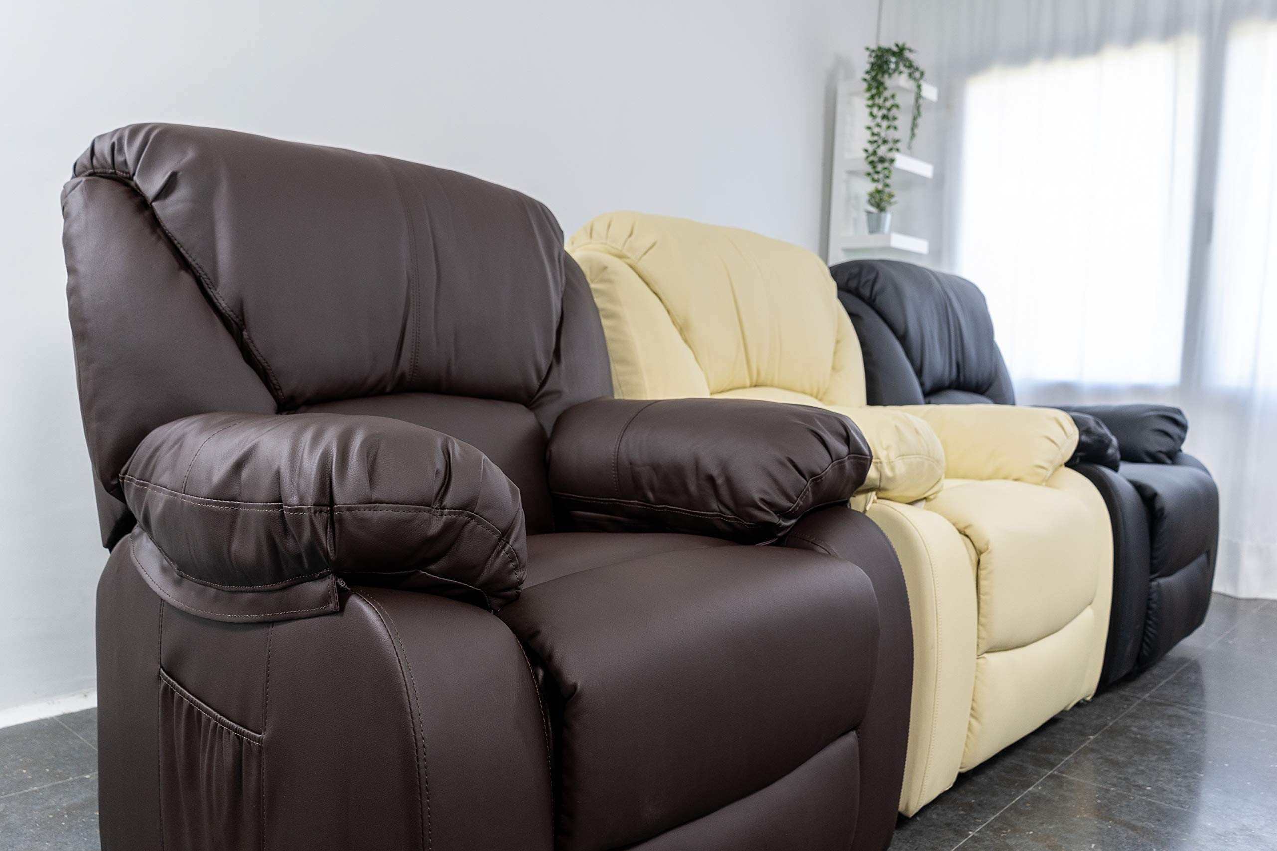 ECODE® Fauteuil Relax Releveur Reclinable en Similicuir avec Massage, Chaleur Lombaire et USB de Charge – Mode TV Reclinable, 10 Vibreurs, Idéal pour Personnes Âgées