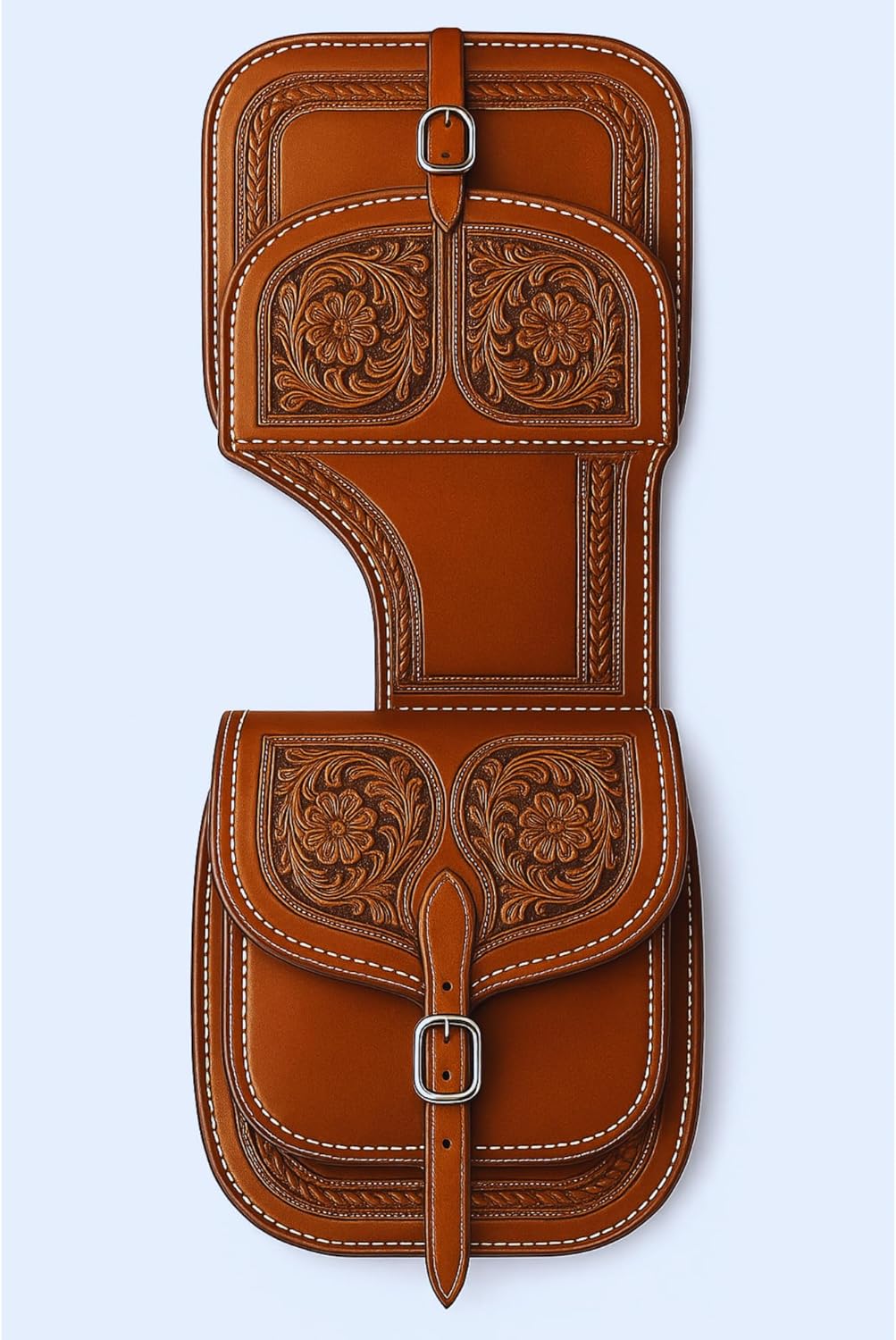 Alice International Premium Equestrian Saddle Bag – Stylish and Functional Organize Your Gear in Style Horse Saddle Bag Tooled Carved Pack Equipment Size: 10” L x 10” W x 3 ½” D inches M25
