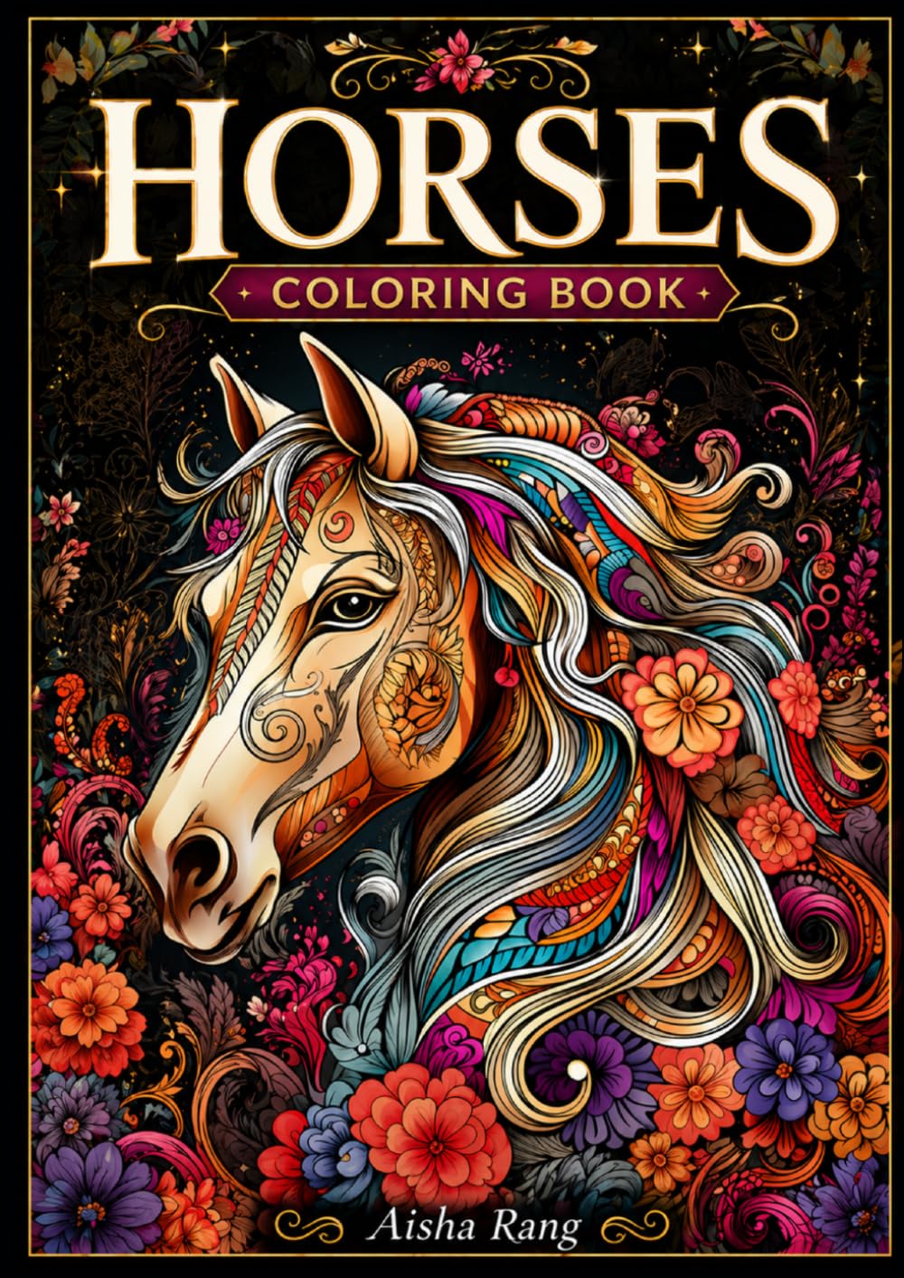 Horses: Adult coloring book with 50 stunning horse illustrations in various styles: realistic grayscale horses, mandala and zentangle horses, fantasy ... more. (Adult coloring book for relaxation)
