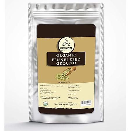 Naturevibe Botanicals Fennel Seed Ground Powder 1lb - Organic Foeniculum Vulgare
