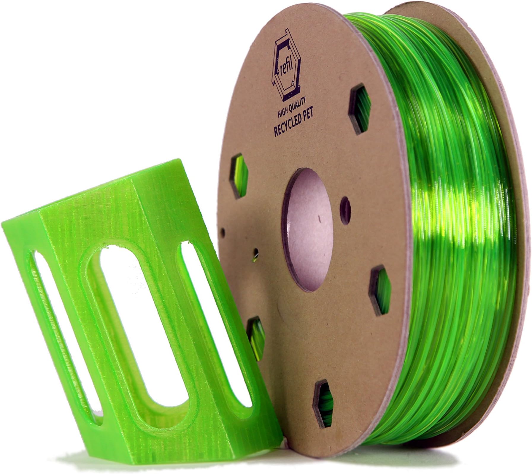 REFIL PET - 2.85 - Transparent Green PET Recycled 3D Printer Filament, Transparent Green - 2.85mm