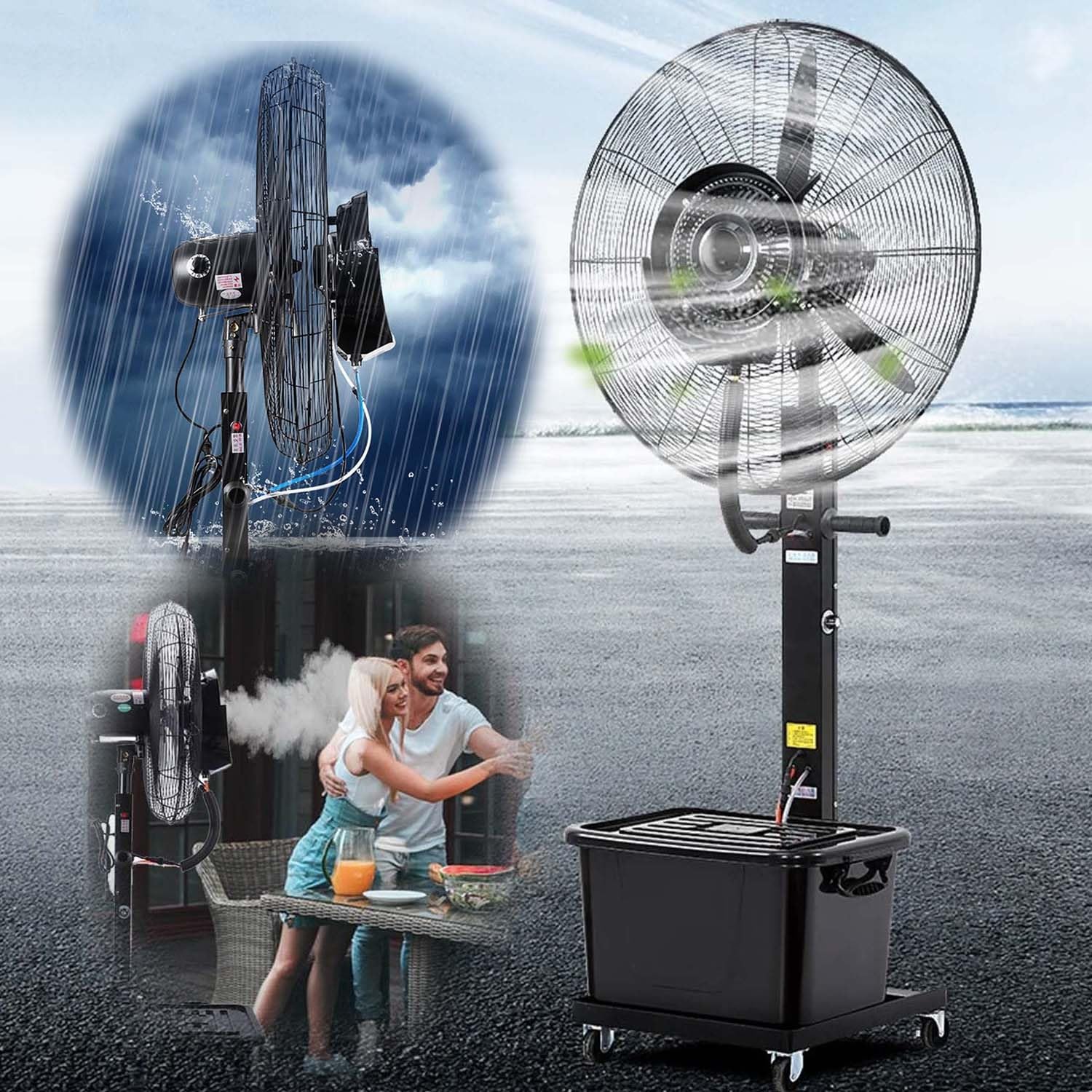 asdchZen 30In Portable Misting Fan With 90°Oscillation, Outdoor Pedestal Fan For Patio & Commercial Cooling Solutions