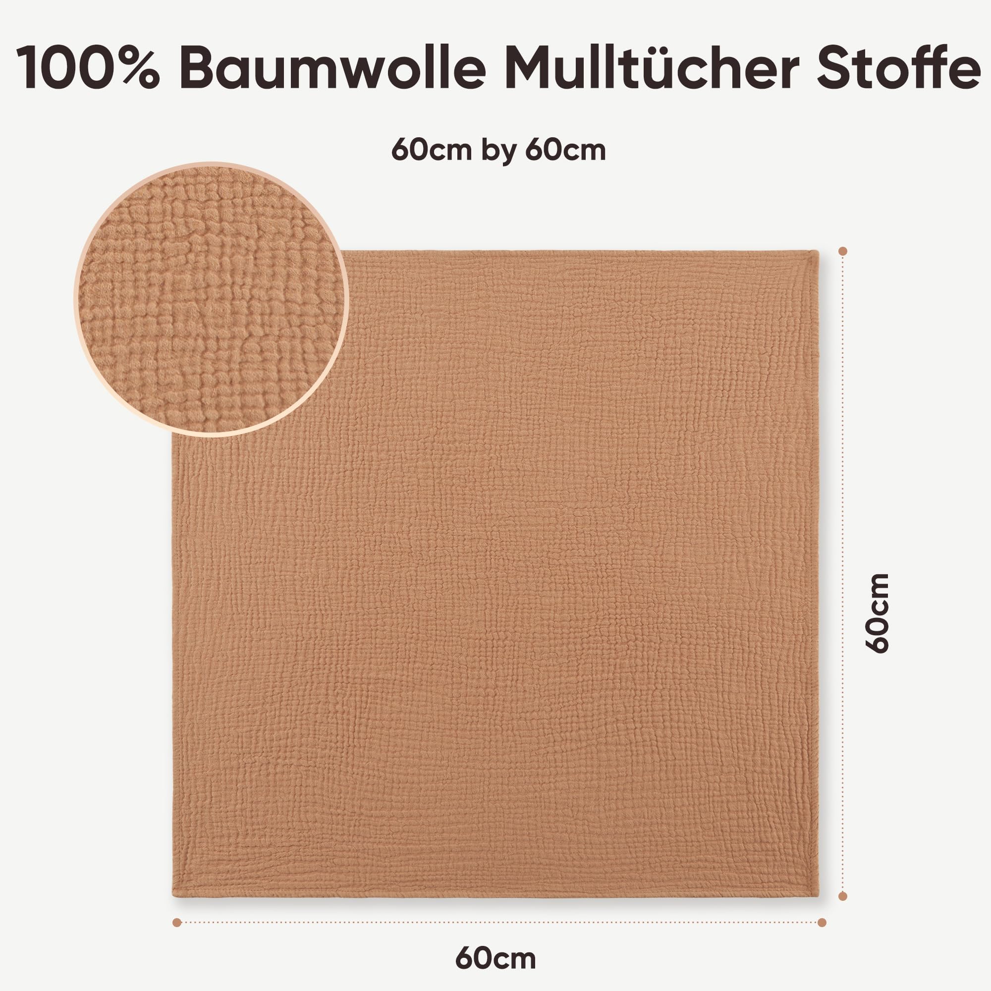 bearmoss Bambino in Mussola Per Neonati Set 6 Pezzi,100% cotone Super Morbido Assorbente in Mussola A Grana Per Neonati Per Bambine E Ragazzi 60x60CM (Dinosauri)