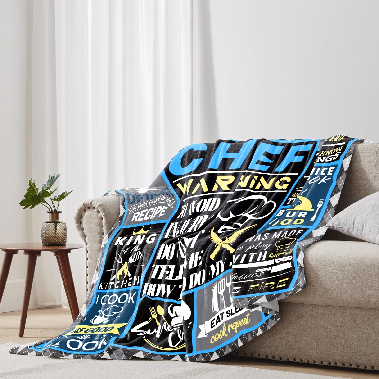 Chef Gifts for Men Blanket 60"x50", Cooking Gifts for Men, Gift for Chefs Man, Gift for Cooking Lovers, Presents for Mens Cooks, Gifts for People Who Like to Cook
