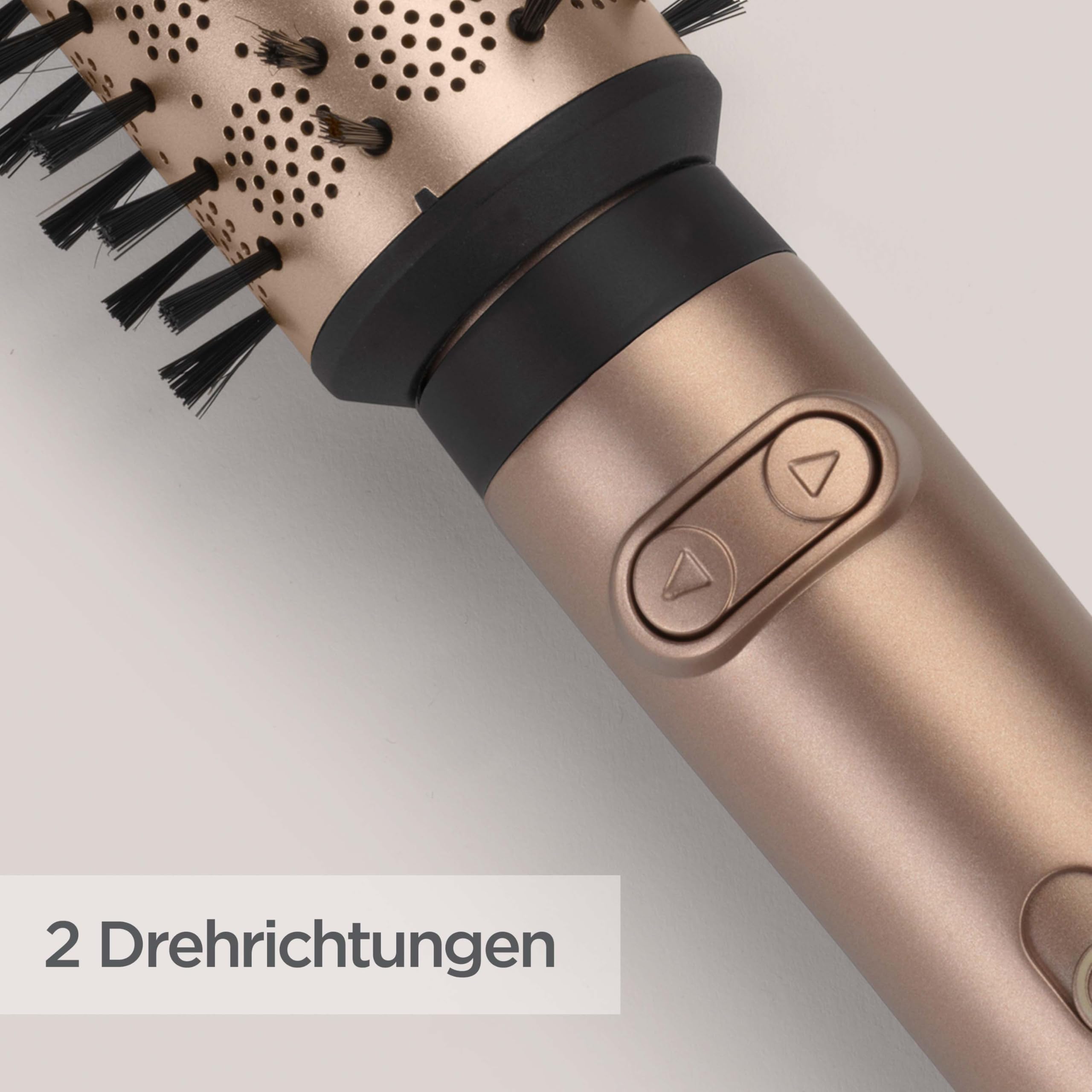 BaByliss Big Hair Dual Rotierende Warmluftbürste – Ionen-Technologie mit Anti-Frizz, 50mm & 40mm Aufsätze, 2 Rotationsrichtungen, 2 Temperatureinstellungen + Kaltstufenschalter, champagner, AS952E