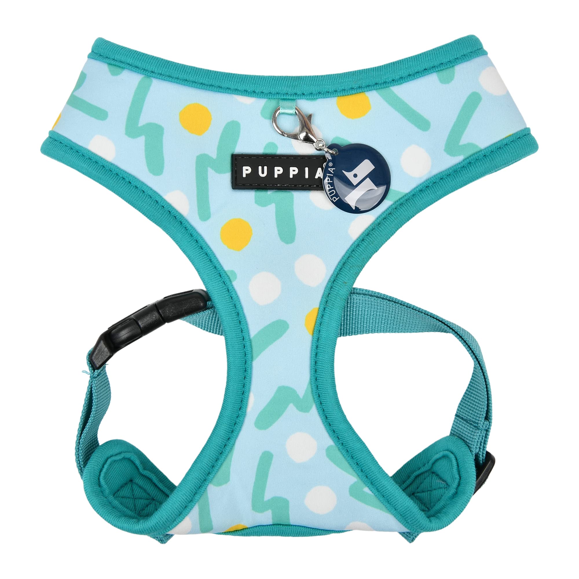 Puppia FETE Over-The-Head Dog Harness No Choke No Pull Adjustable Chest Belt Walking Training for Small and Medium Dog - Aqua - M