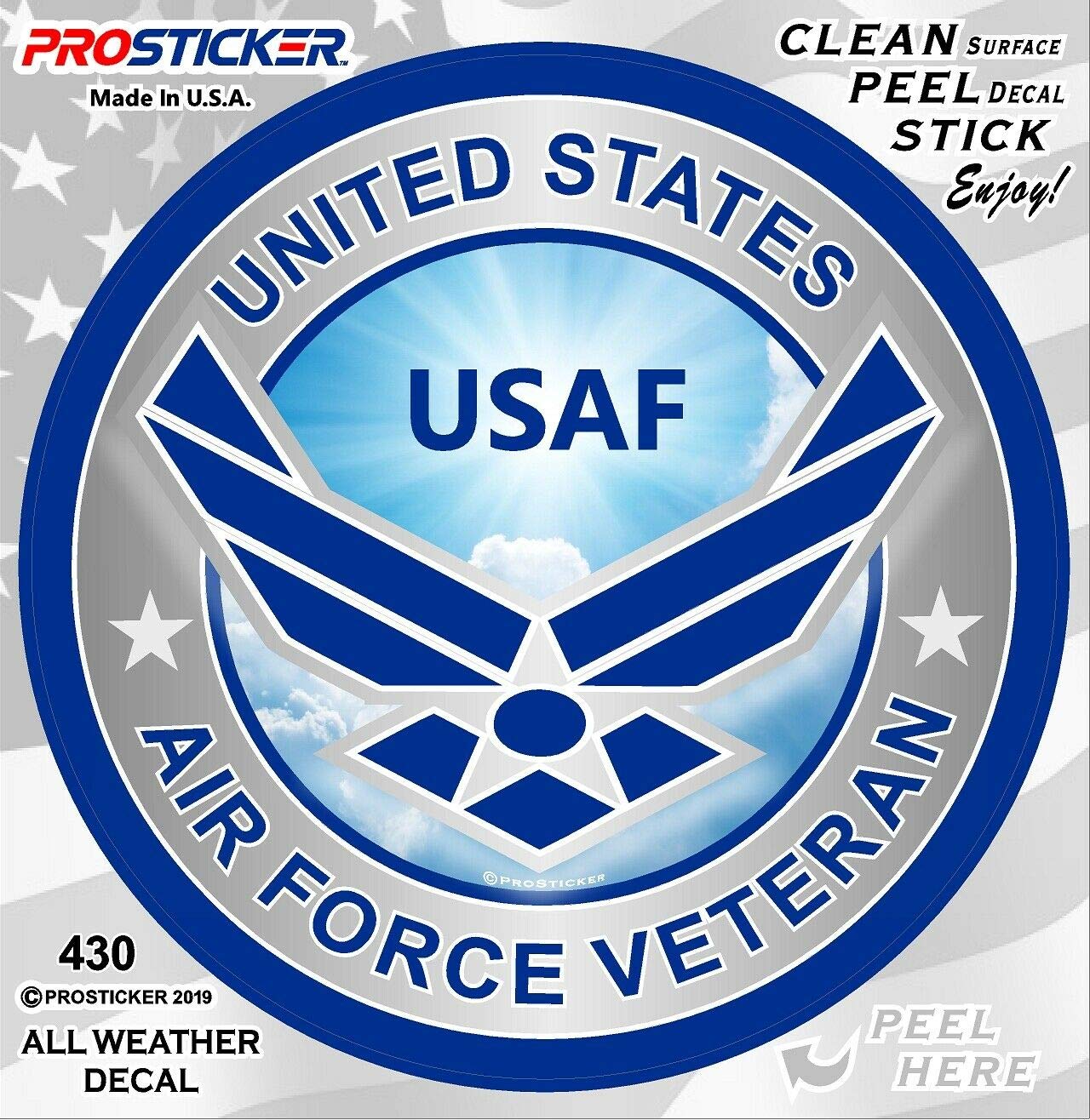 ProSticker 430V (One) United States Air Force Veteran USAF Decal (4