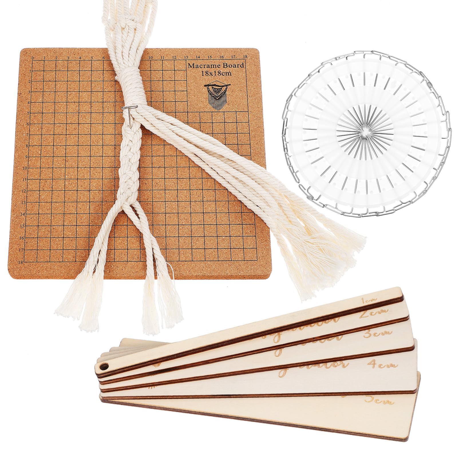 LALAFINA 1set Macramè Con Tavola Di Posizionamento Kit Completo Per Annodare Per Creazioni Artigianali e Lavori Manuali Misure Accessori Inclusi Per Progetti Creativi