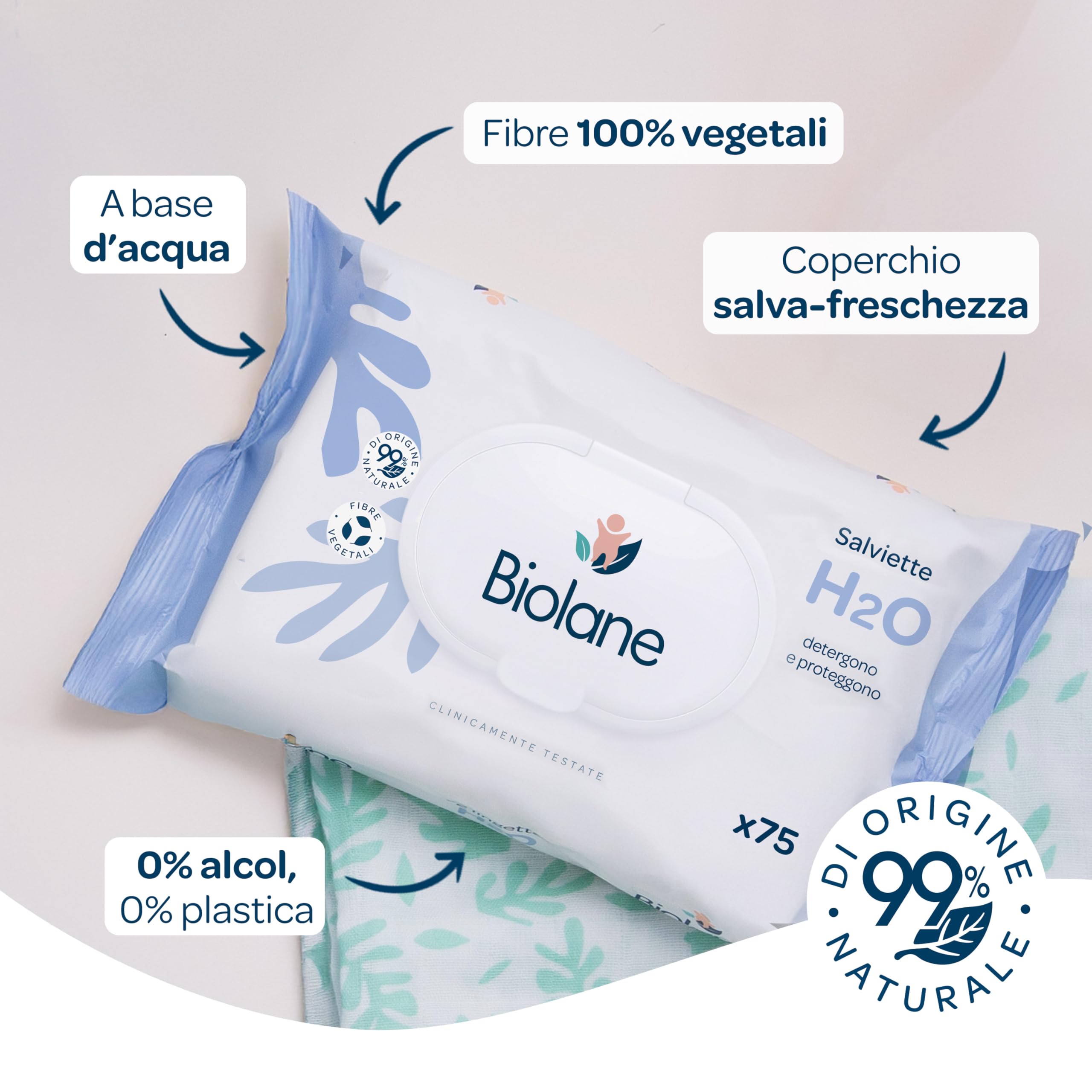 BIOLANE - Salviette neonato all’Acqua - 900 Salviettine (12x75) - Detergenti Delicate per Neonati - 99% Ingredienti di Origine Naturale - Senza Risciacquo - Fin dalla Nascita