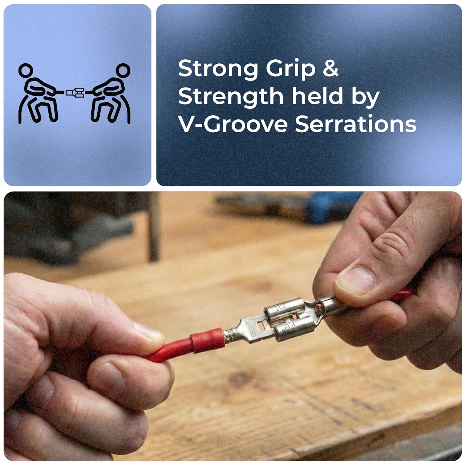 Sherco-Auto 100 Pcs Non-Insulated Electrical Wire Connector - 12-10 AWG Gauge .250 (1/4") Flag Quick Disconnect Terminal Wire Crimp Connector - Made in USA