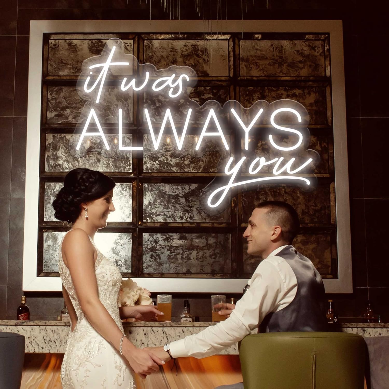 It Was Always You Neon Signs for Wall Decor Weddings Valentines Day Engagement Banquet Party Decoration Personalized Neon Sign for Bedroom Home with Dimmer Custom Color Neon Light Signs