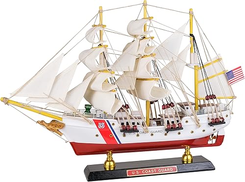 Miniatura 7 de SAILINGSTORY Modelo de Madera Barco de la Guardia Costera de los Estados Unidos Águila Barque Barque Modelo Vela Decoración USCG 1936 Réplica Mediano