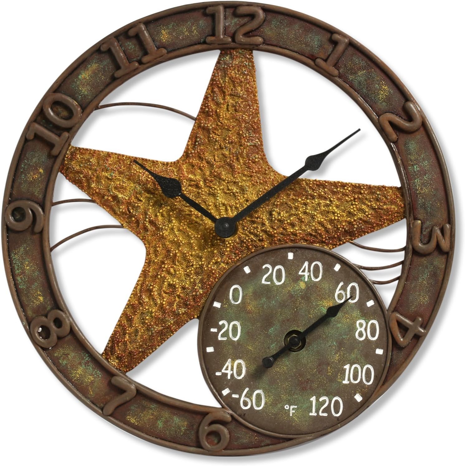Springfield 14" Starfish Poly Resin Clock with Thermometer