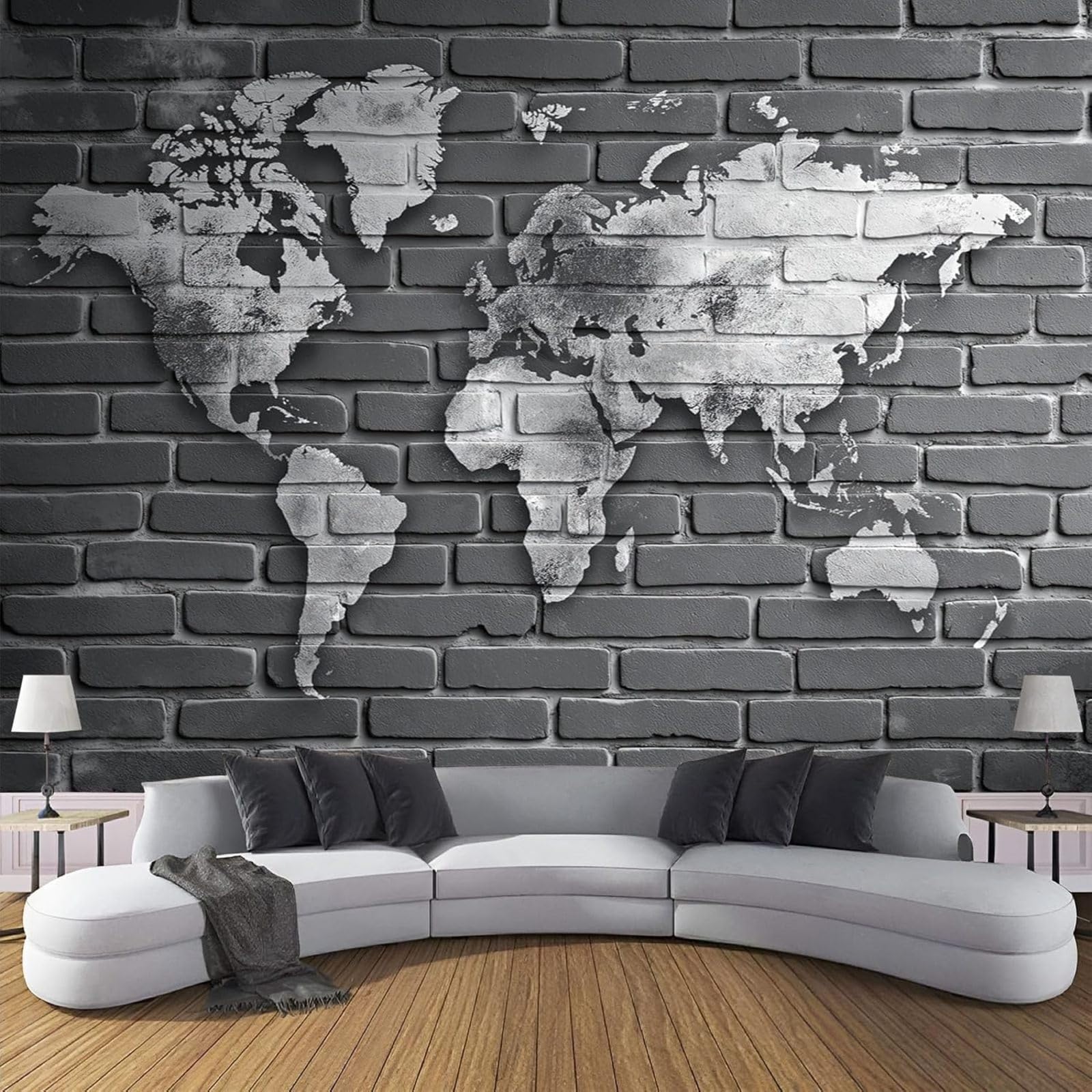 Kfjhgbdshhj 3D Mural Photo Mural-Wallpaper 3D Retro World Map Wall Mural, Landscape Brick Wall Bedroom, Living Room, Tv Background,400Cmx280cm Poster - Wall Sticker - Frameless Picture