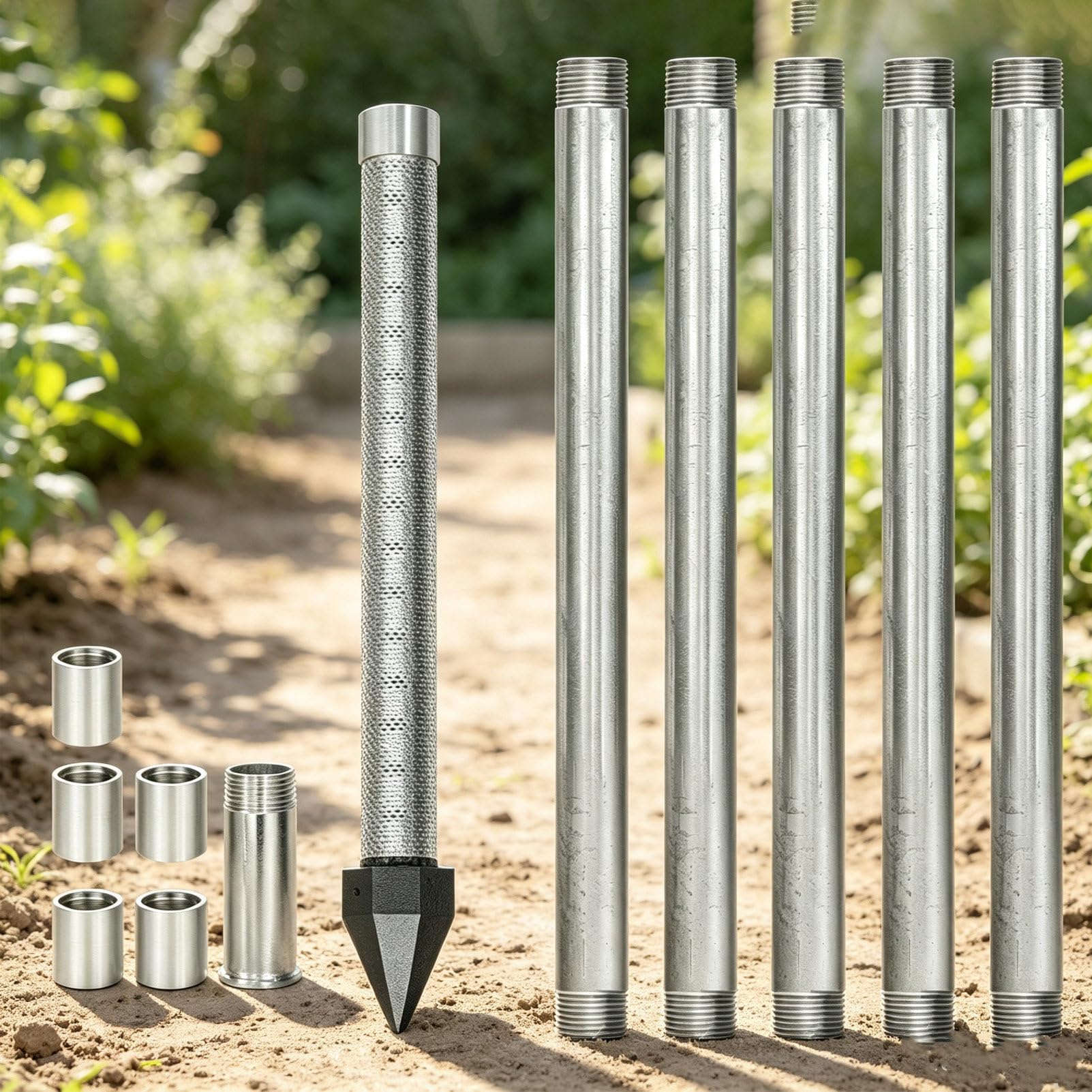 Pvxa Well Point 1-1/4 Kit, Water Well Drilling Kit, with Stainless Steel Drive Point and Sand Point Well Screen, for Drive Sand Point Well&Soft Soil Well 6M