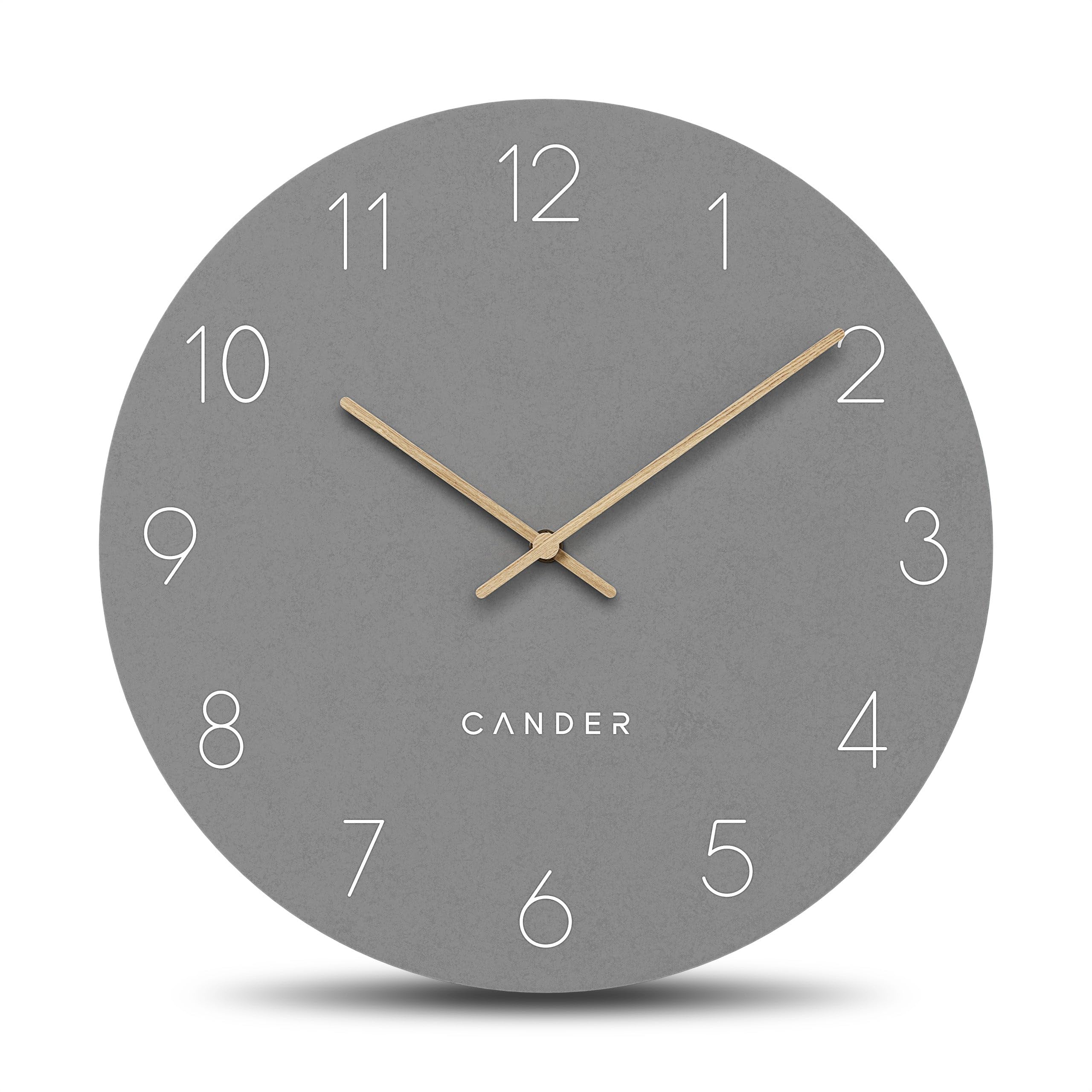 Cander Berlin MNU 2640 C XXL Wanduhr lautlos 40 cm ohne Ticken analog Wohnzimmer modern Vintage grau Holz-Zeiger groß
