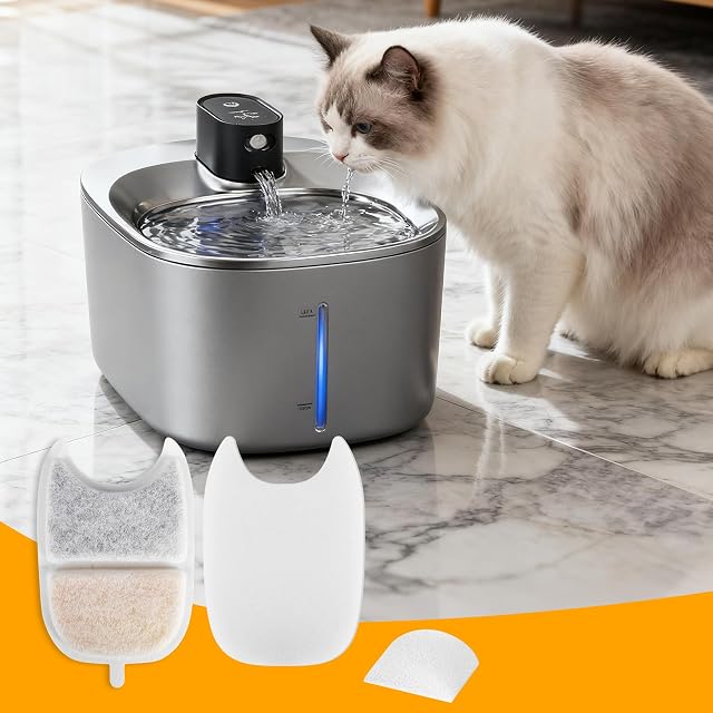 Foto 7 de 7 de 12 Filtros Fuente para Gatos para FEELNEEDY 4L (para YPD-C004), 12 Esponjas Prefiltro y 12 Esponjas Bomba