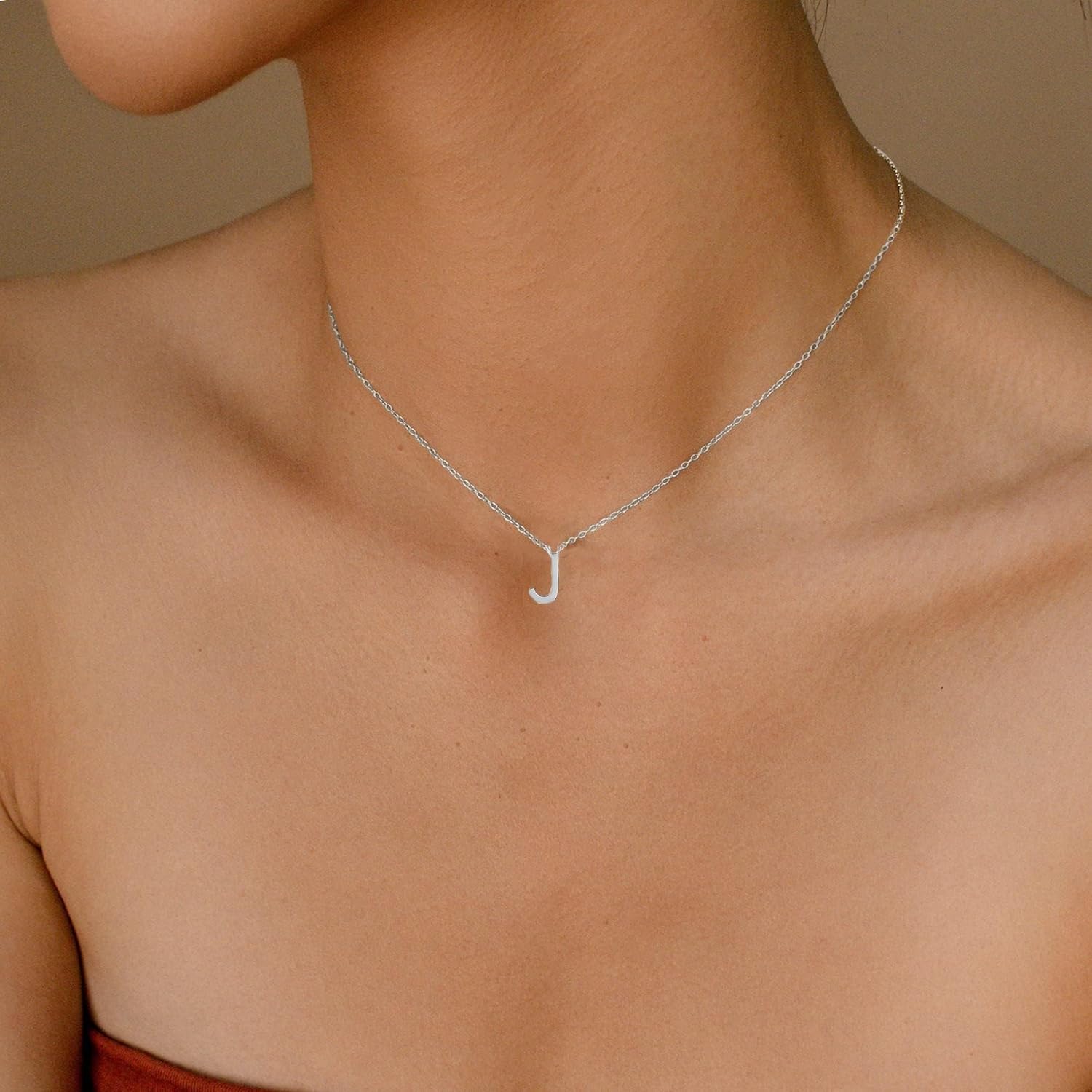 Cute Necklaces for Women, Dainty Silver Initial Necklaces Simple Silver Choker Aesthetic Tiny Letter Pendant Cute Necklace for Women - Image 3