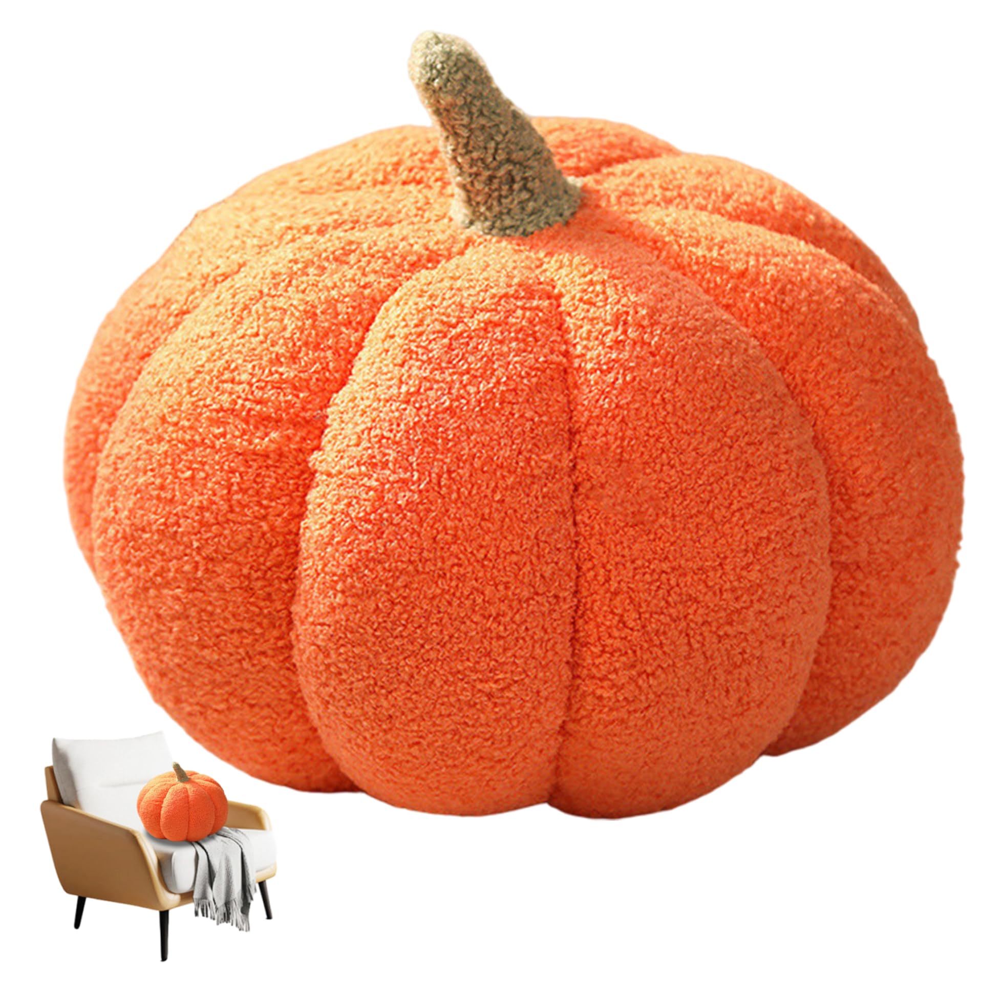 Xvhoab Orange 1Pc Pumpkin Pillow 9" 3D Simulated Plush Pumpkin Throw Pillow Soft Cute Fall Decor For Bedroom Thanksgiving Halloween Sofa Couch,