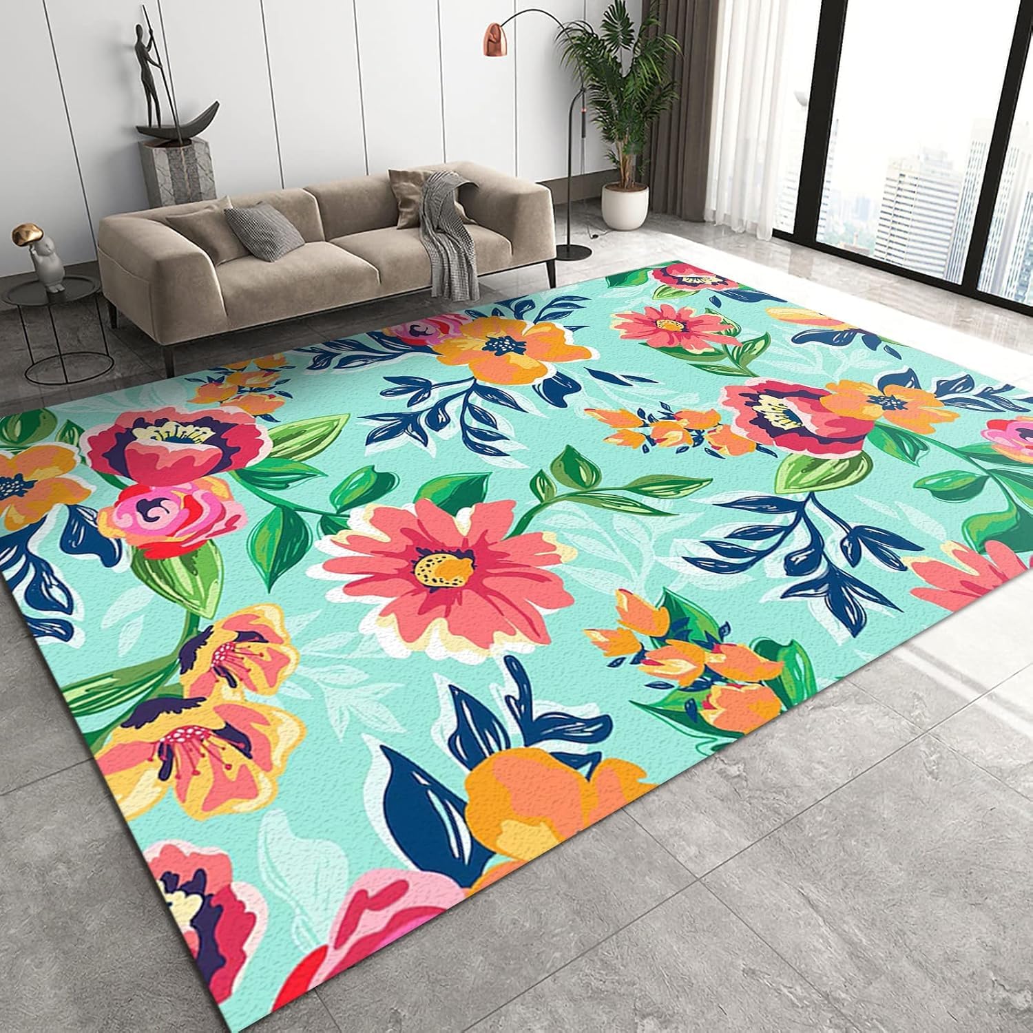 Tapis de chambre doux 180x280 fini les sols froids avec ce tapis fleurs 3D