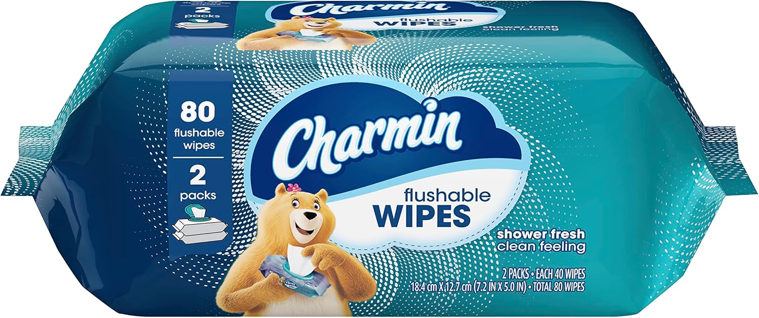 Charmin Flushable Wipes, 2 packs, 40 Wipes Per Pack
