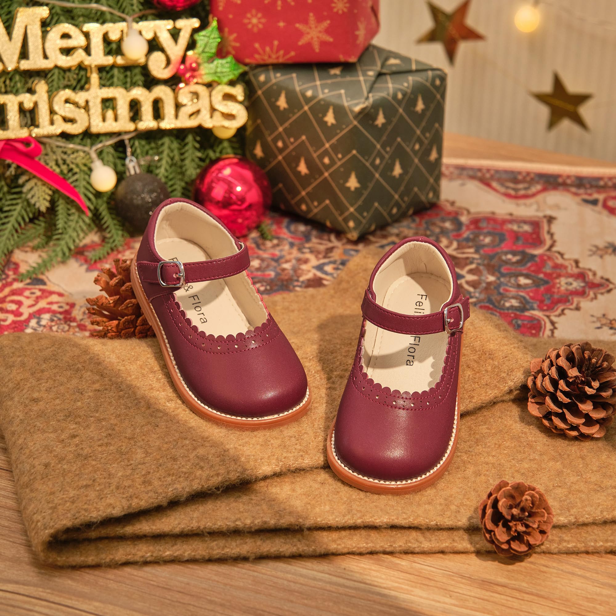 Felix & Flora Toddler Little Girl Mary Jane Dress Shoes - Ballet Flats for Easter Flower Girl Party School Shoes.