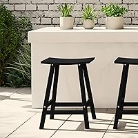 Vista 85 de WestinTrends Malibu - Juego de 2 taburetes de 24 alturas para exteriores/patio, madera envejecida
