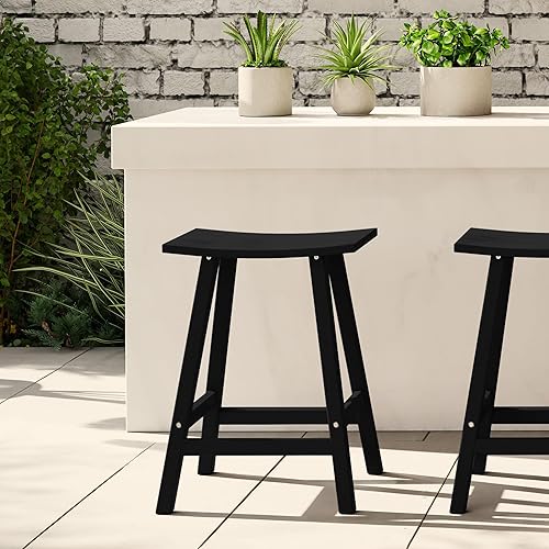 Vista 348 de WestinTrends Malibu - Juego de 2 taburetes para sillín para exteriores/patio, 24 alturas, color negro