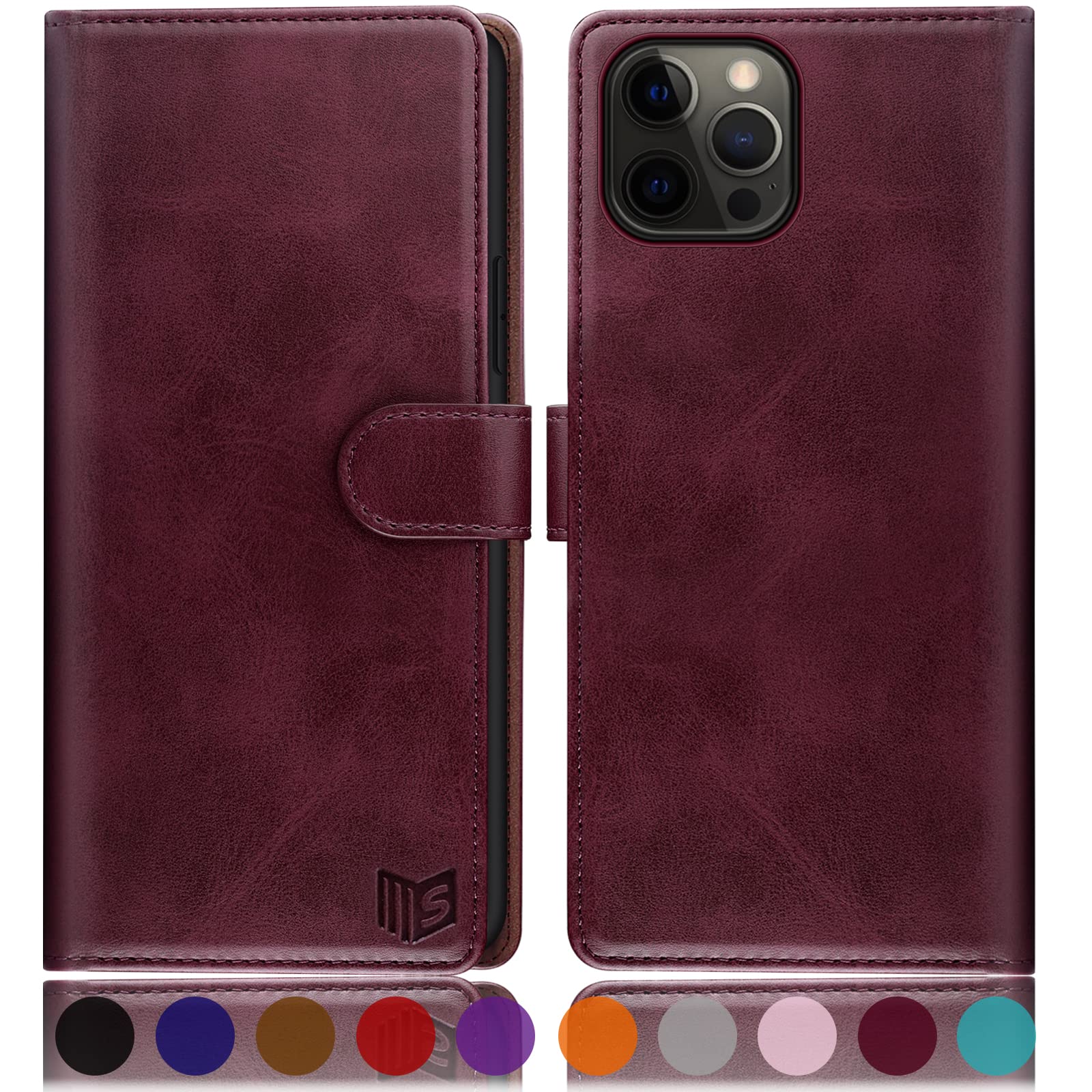 SONWO Coque pour iPhone 12 Pro Max (6.7 inch), Etui en Cuir PU Portefeuille Housse Fermeture Magnétique und Flip pour iPhone 12 Pro Max (6.7 inch