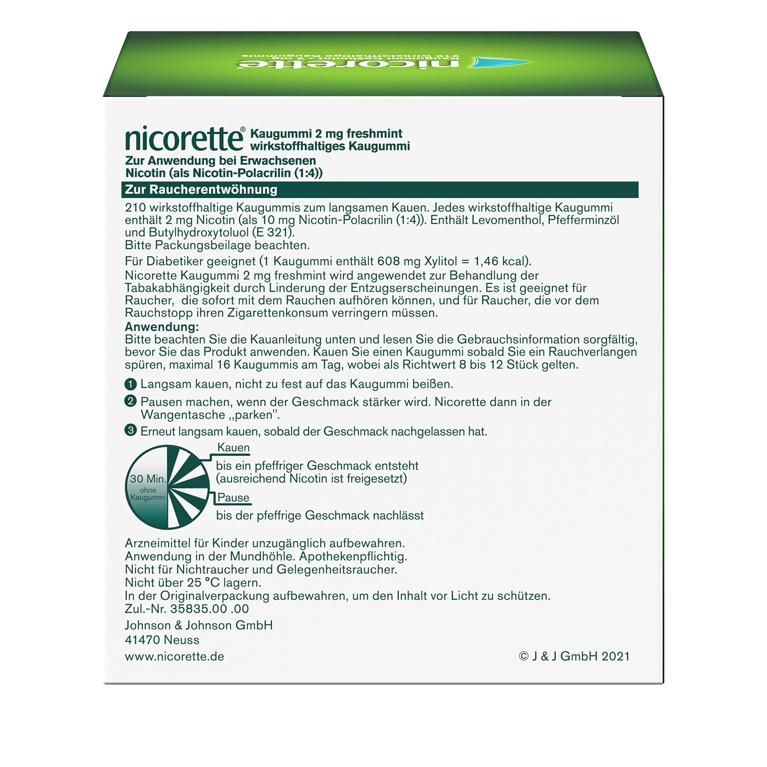 NICORETTE 2 mg freshmint Kaugummi 210 Stück