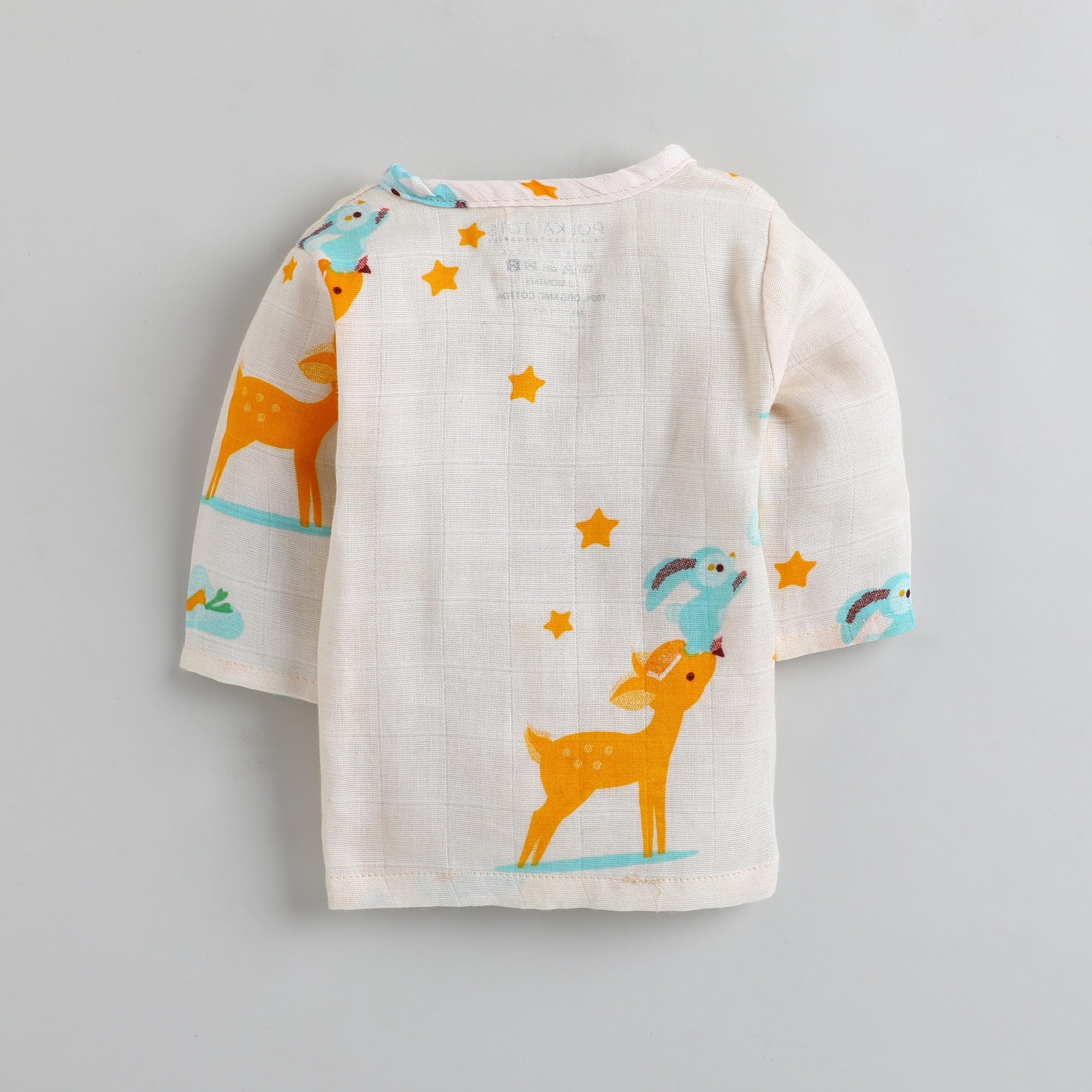 POLKA TOTS Unisex Cotton Full Sleeve Button Jhabla for Babies | Pack of 1 (9-12 M)